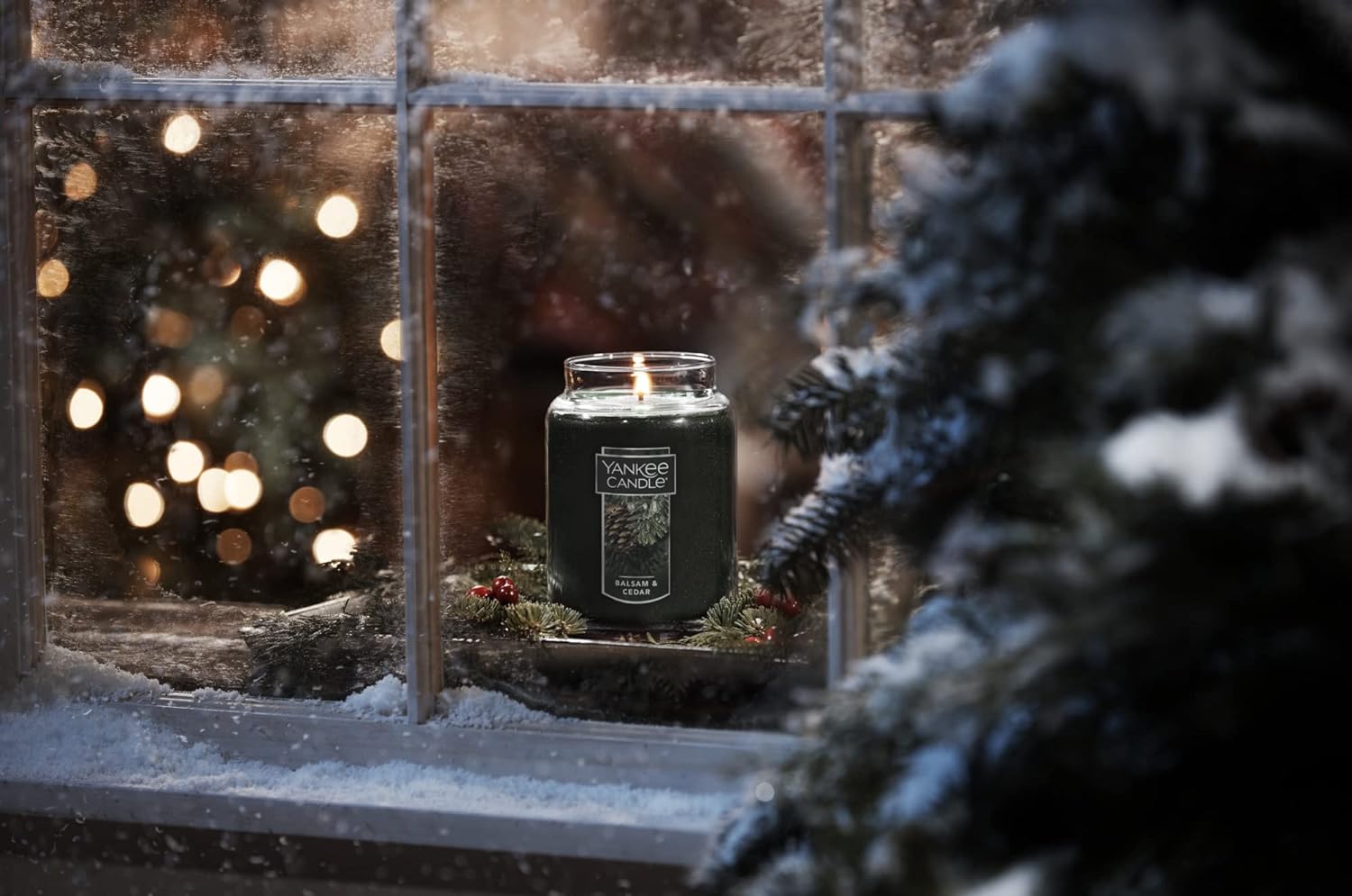 Yankee Candle Balsam & Cedar Scented, Classic 22oz Large Jar Single Wick Candle, Over 110 Hours of Burn Time - 24hrsmart