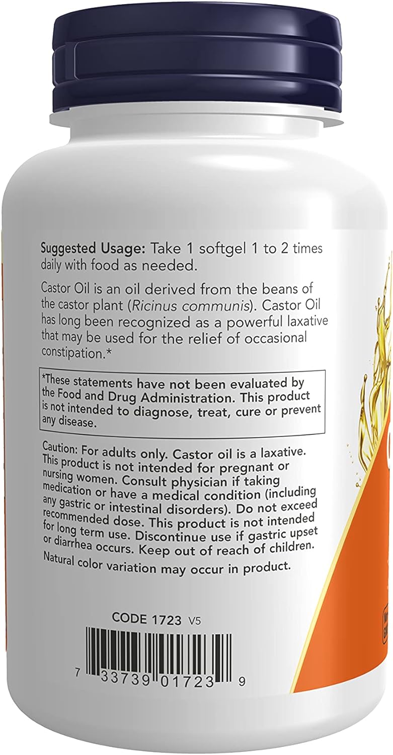 NOW Foods Castor Oil, 650 mg, 120 Softgels 24Hr Smart