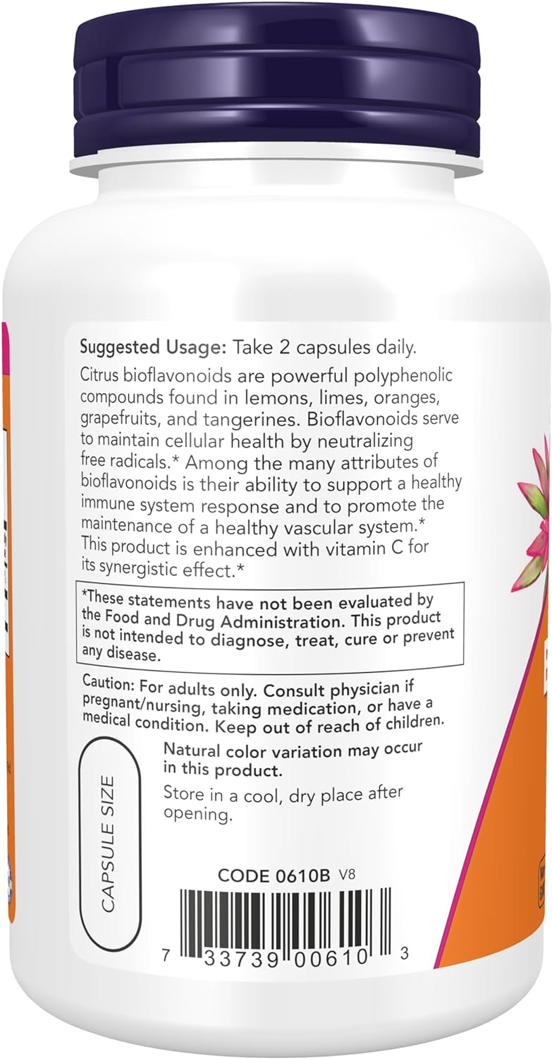 NOW Foods Citrus Bioflavonoids, 700mg, 100 Capsules 24Hr Smart