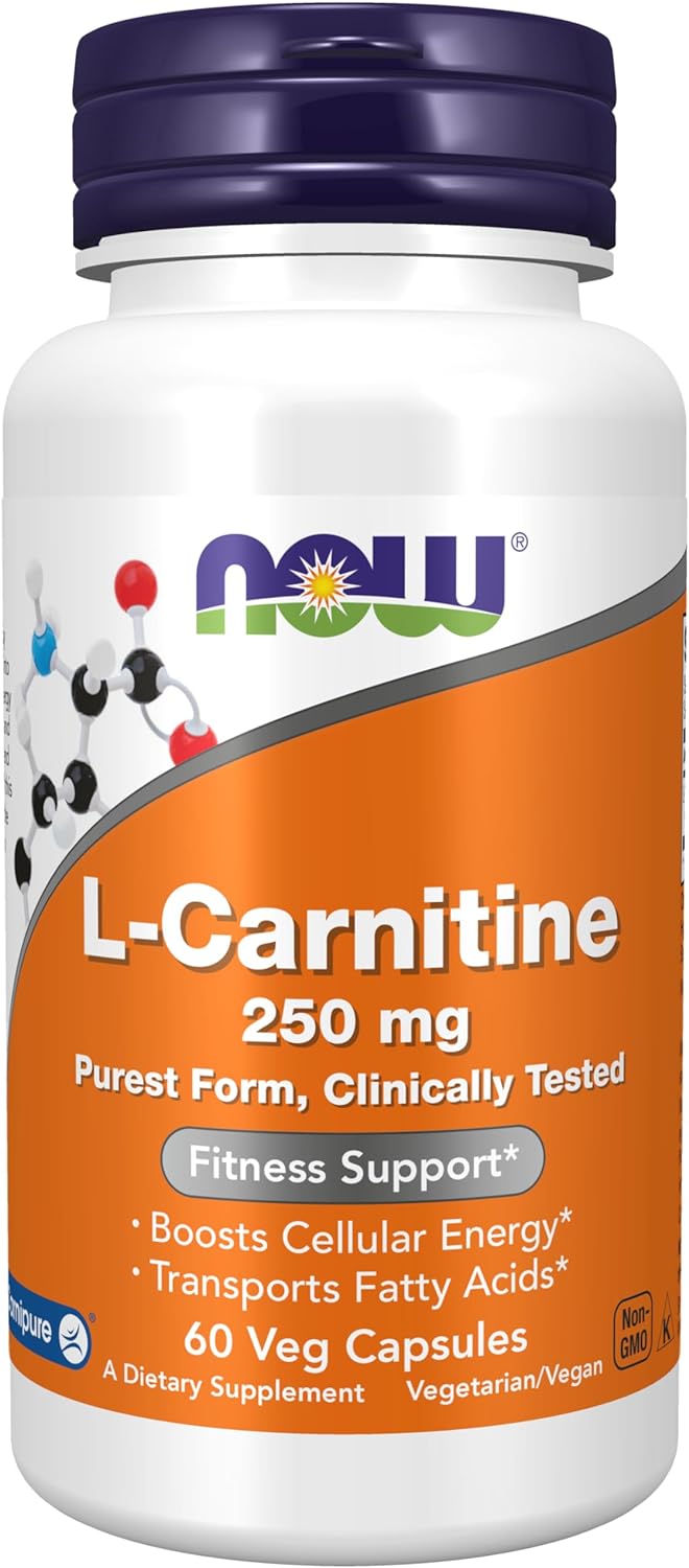 NOW Foods L-Carnitine, 250 mg, 60 Veg Capsules 24Hr Smart