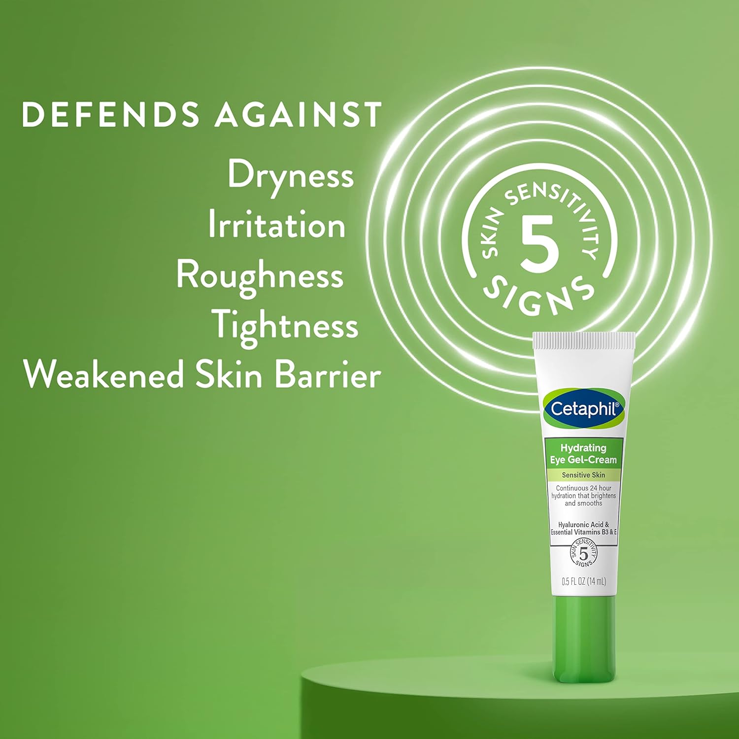 Cetaphil Hydrating Eye Gel-Cream, With Hyaluronic Acid, 0.5 fl oz, Brightens and Smooths Under Eyes, 24 Hour Hydration for All Skin Types, (Packaging May Vary) - 24hrsmart