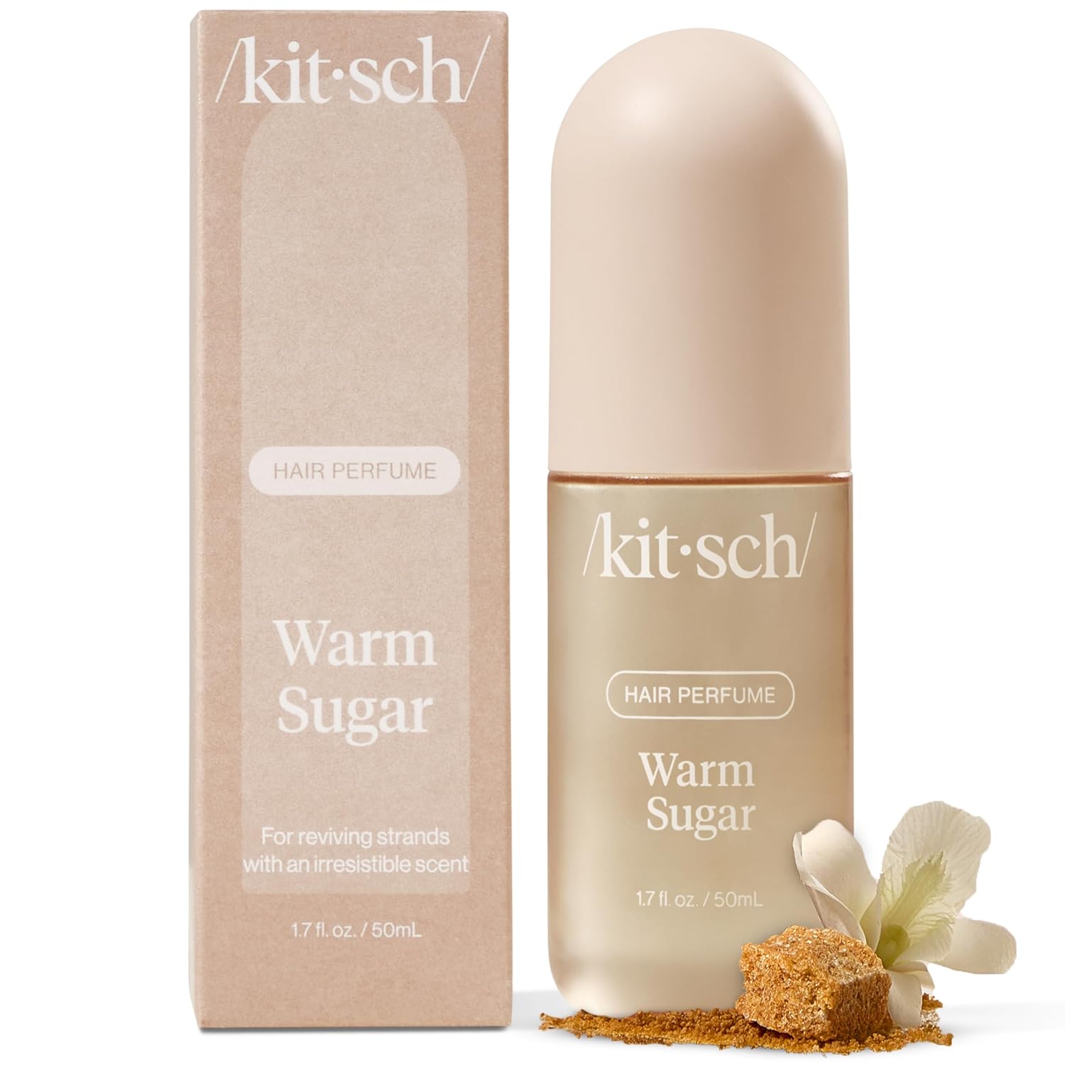 Kitsch Warm Sugar Hair Perfume For Women - Clean, Deodorizing, and Patented Odor-Eliminating Technology, Body Mist - Freshen Hair, Body & Pillows - Sweet Pink Grapefruit & Warm Vanilla Scent - 50ml 24Hr Smart