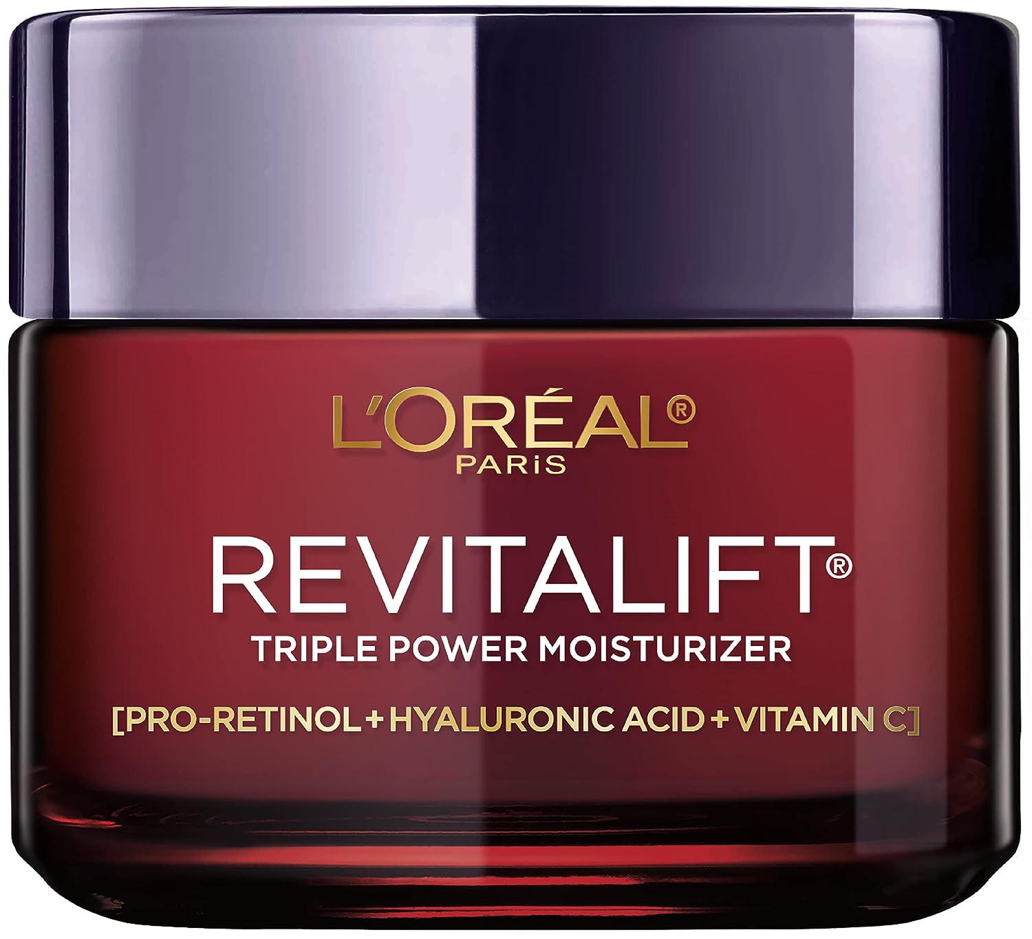 L'Oreal Paris Revitalift Triple Power Anti-Aging Face Moisturizer, Pro Retinol, Hyaluronic Acid & Vitamin C, Reduce Wrinkles 2.55 Oz - 24hrsmart