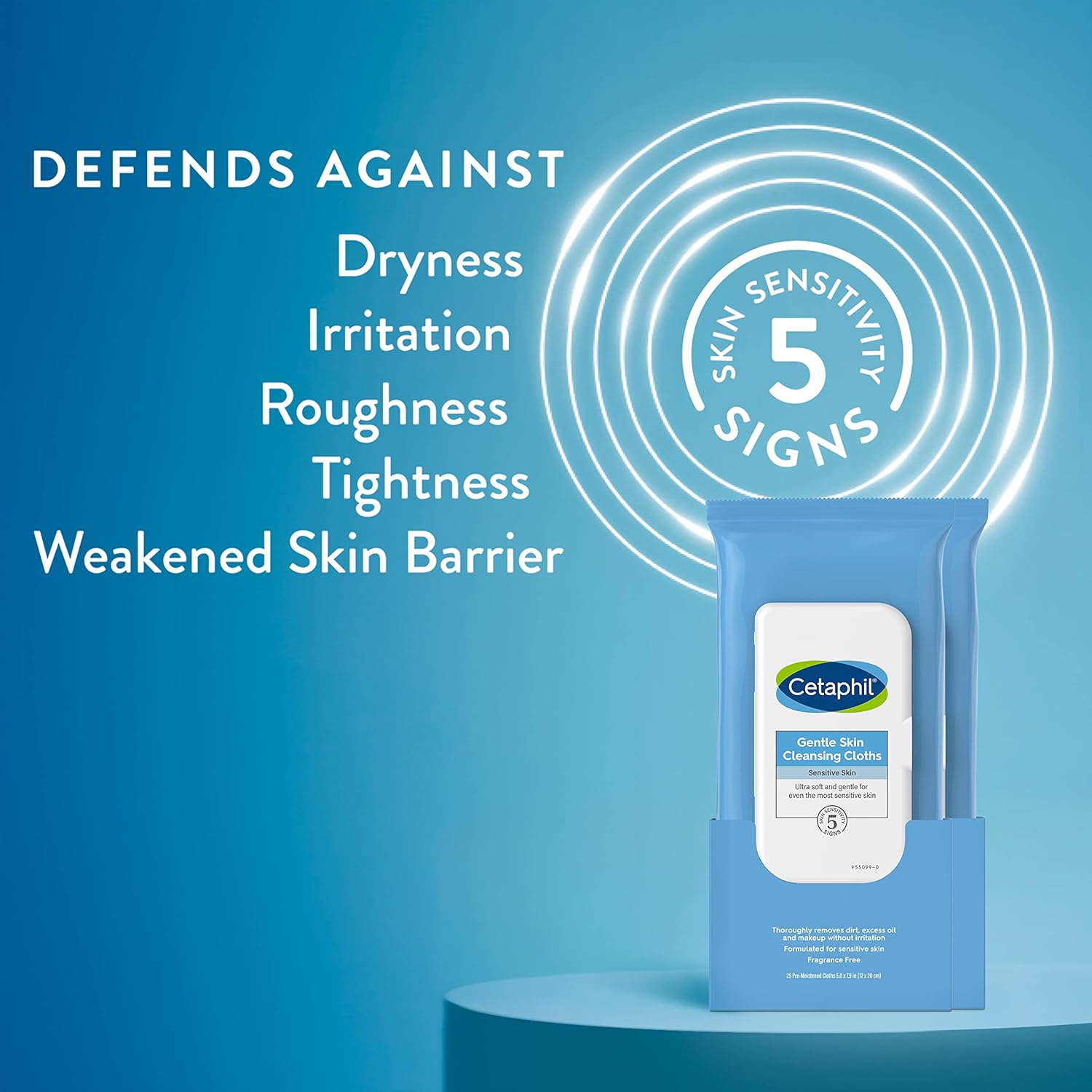 Cetaphil Face and Body Wipes, Gentle Skin Cleansing Cloths, 50 Count, Twin Pack, for Dry, Sensitive Skin, Flip Top Closure, Great for the Gym, Travel, in the Car, Hypoallergenic, Fragrance Free - 24hrsmart