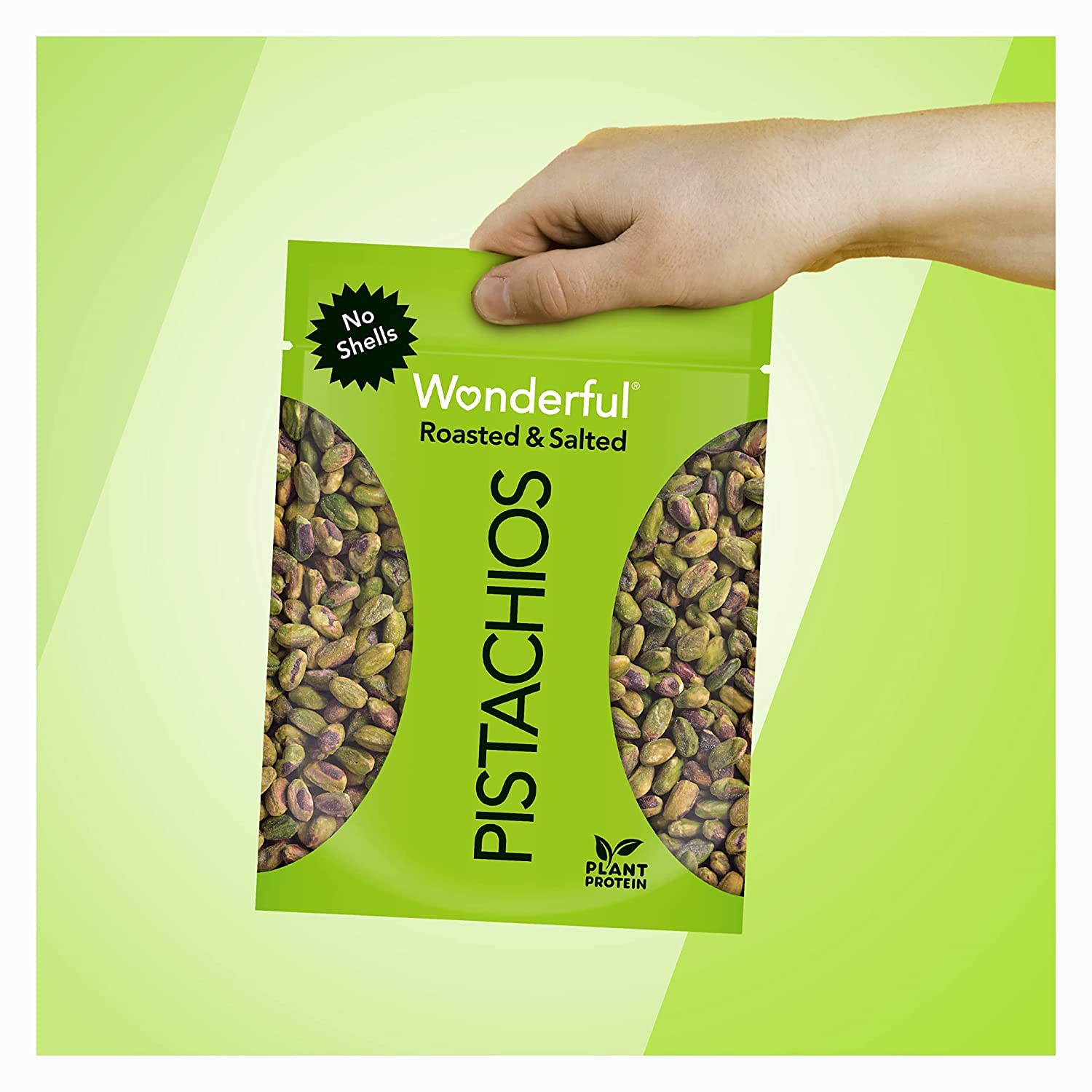 Wonderful Pistachios, No Shells, Roasted and Salted Nuts, 12 Ounce Resealable Bag, Good Source of Protein, Gluten Free, On-the Go-Snack - 24hrsmart