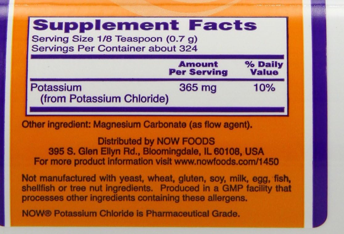 NOW Foods Potassium Chloride Powder, 365 mg, 8 oz. 24Hr Smart