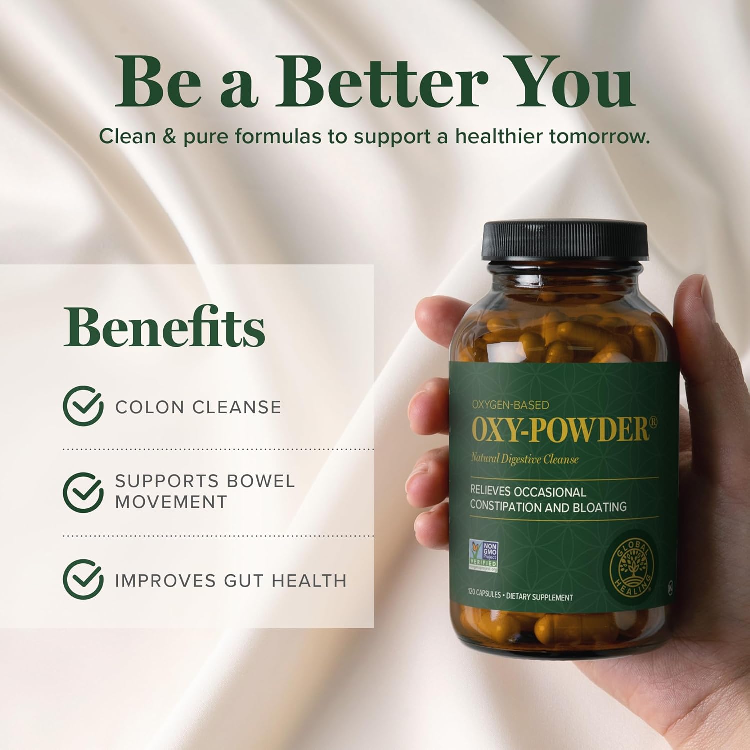 Global Healing Oxy-Powder Colon Cleanse, Constipation Relief for Women & Men, Magnesium Oxide Colon Cleanser & Detox, Detox and Gut Cleanse for Weight Loss, Gut Cleanse Detox for Women and Men 24Hr Smart