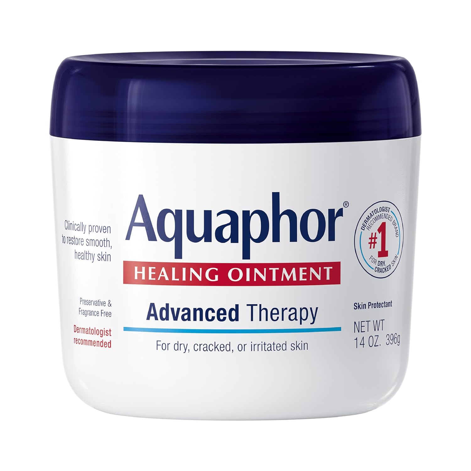 Aquaphor Healing Ointment, Advanced Therapy Skin Protectant, Dry Skin Body Moisturizer, Multi-Purpose Healing Ointment, For Dry, Cracked Skin & Minor Cuts & Burns, 14 Oz Jar - 24hrsmart