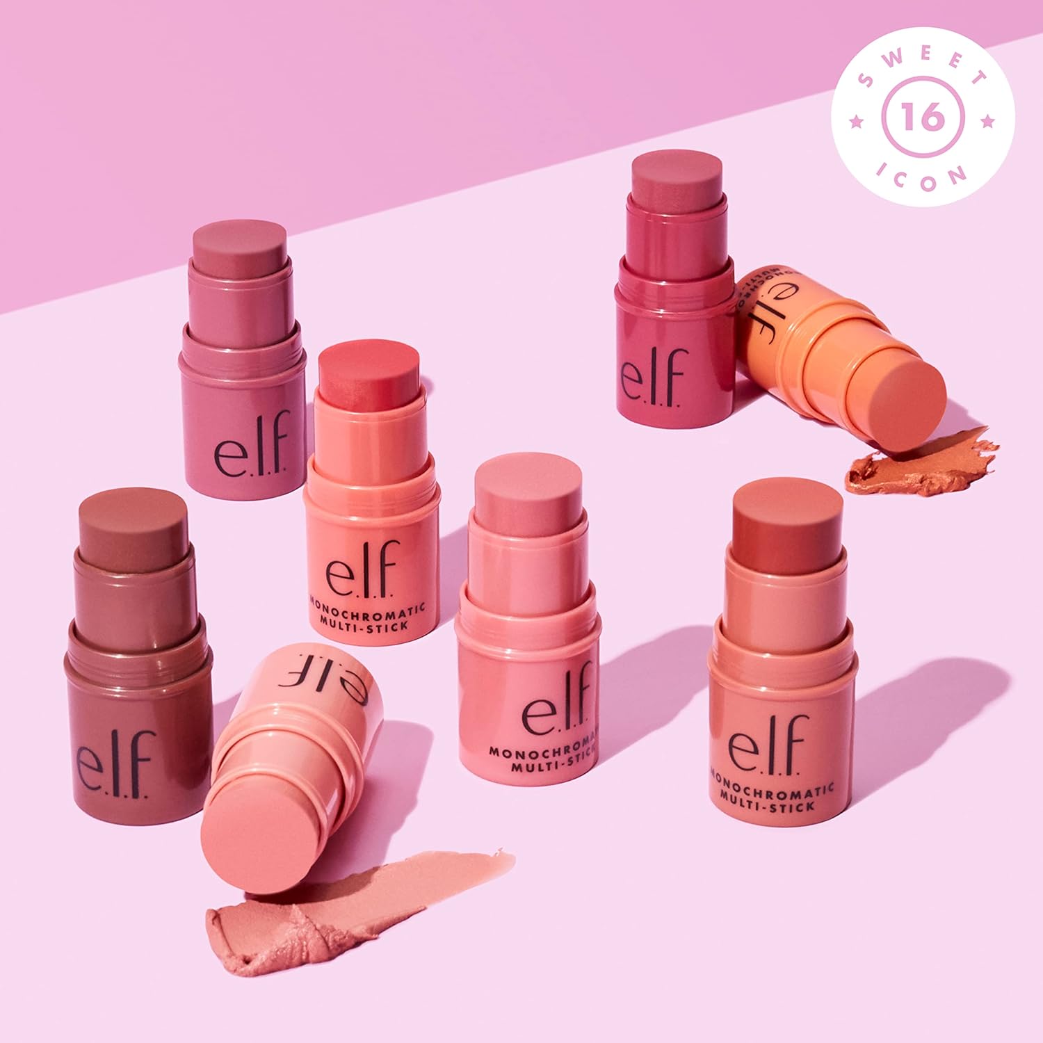 e.l.f., Monochromatic Multi Stick, Creamy, Lightweight, Versatile, Luxurious, Adds Shimmer, Easy To Use On The Go, Blends Effortlessly, Sparkling Rose, 0.155 Oz - 24hrsmart