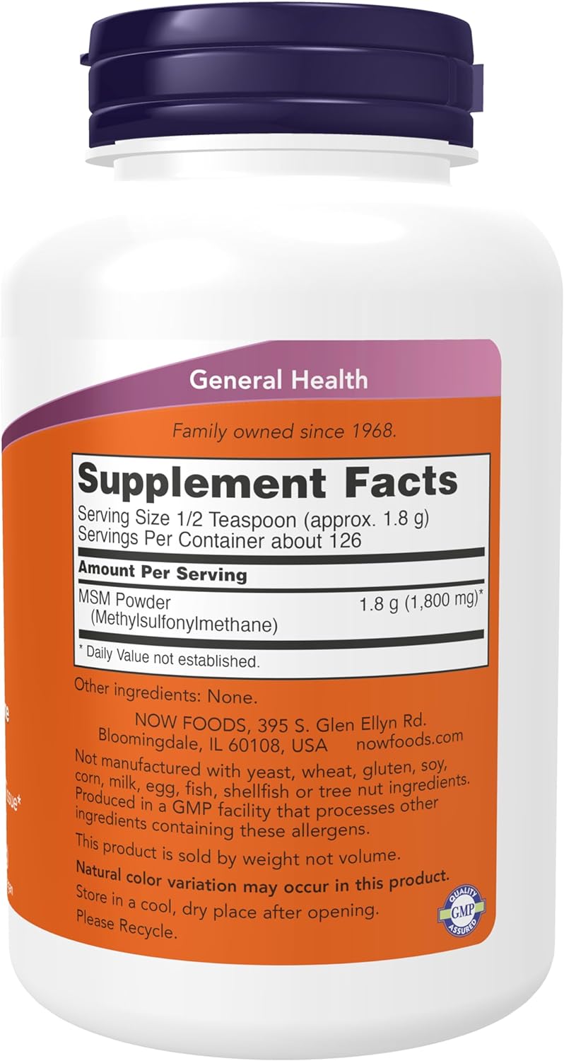 NOW Foods MSM, 1800 mg, 8 oz Powder 24Hr Smart