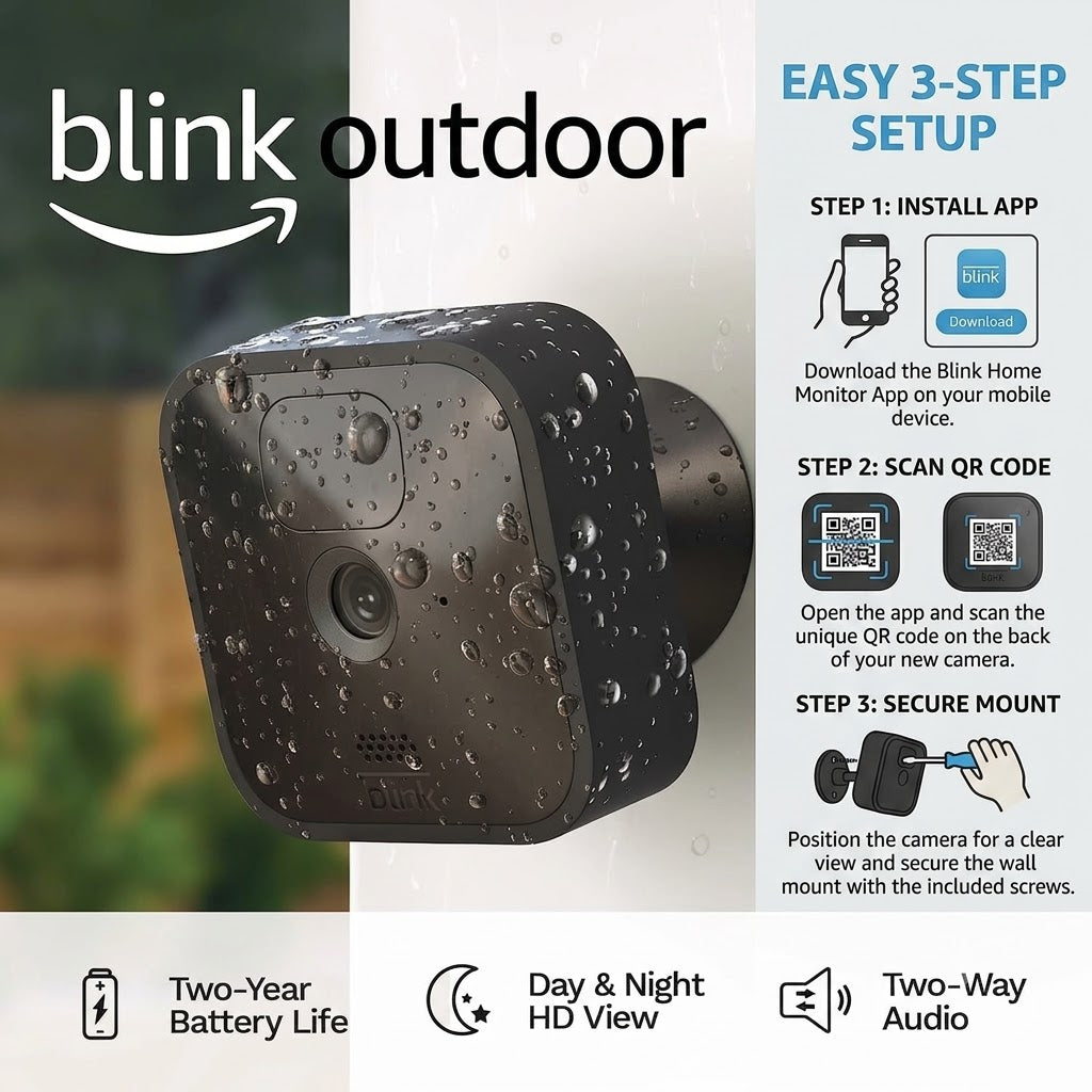Blink Outdoor (3rd Gen) Add-On Home Security Camera | HD Video work with XT1 XT2 - 24hrsmart