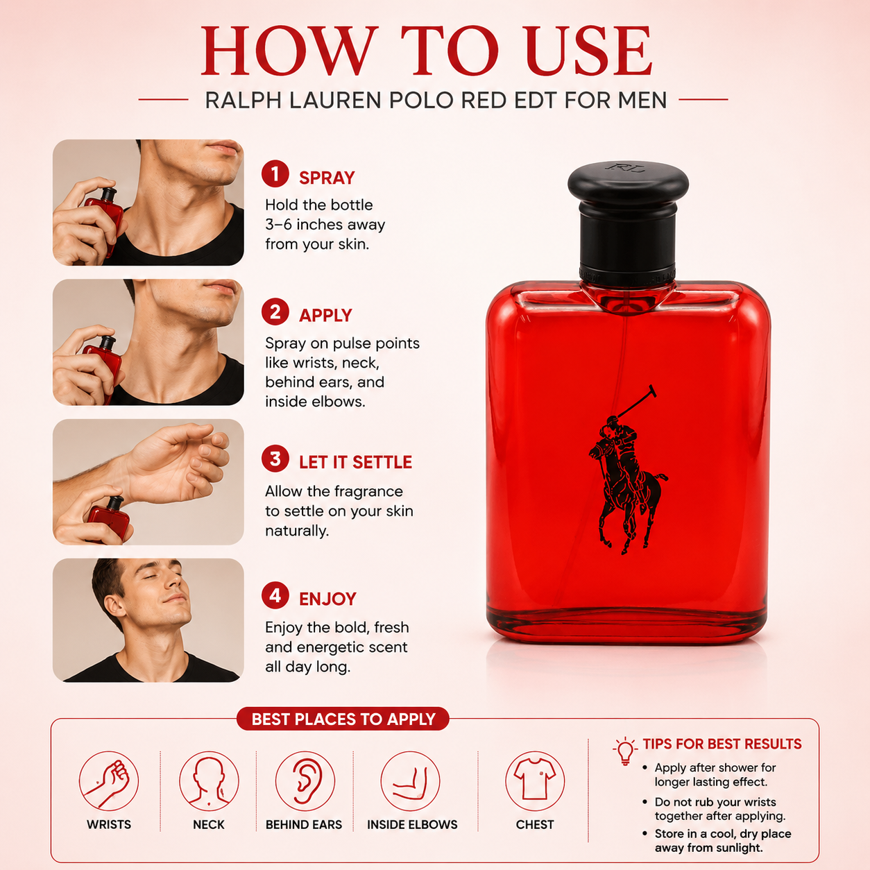 Ralph Lauren Polo Red Men’s Cologne Fresh Energetic Designer Fragrance