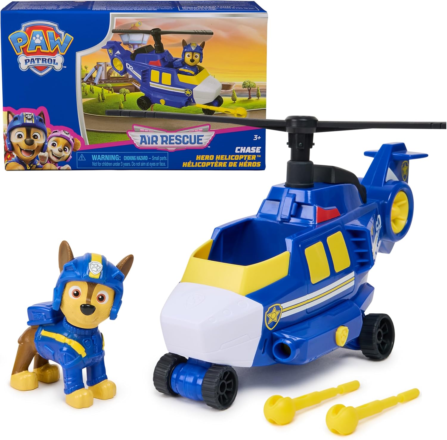 Paw Patrol: Air Rescue Chase Action Figure & Hero Helicopter Toy with Projectile Launcher & 2 Projectiles, Kids Toys for Boys & Girls Ages 3+ 24hrsmart