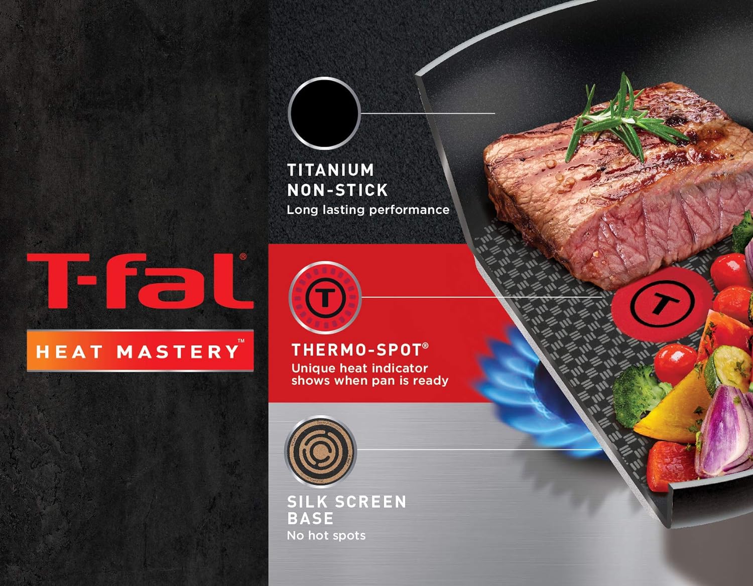 T-fal Initiatives Nonstick Fry Pan Set 7.5, 9 Inch Oven Broiler Safe 350F Cookware, Pots and Pans, Dishwasher Safe Black - 24hrsmart