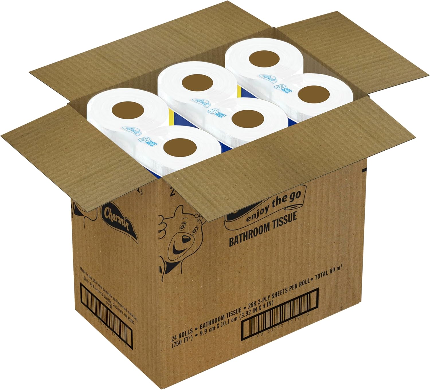 Charmin Ultra Soft Cushiony Touch Toilet Paper, 24 Family Mega Rolls = 123 Regular Rolls 24hrsmart