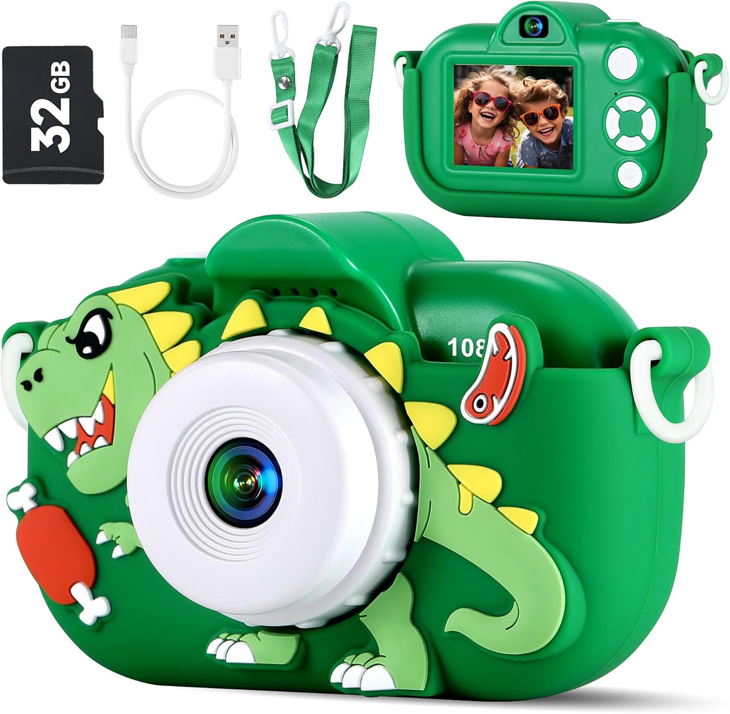 Kids Camera Boys Toys for 3 4 5 6 7 8 9 Years Old Boys, 48MP Dual Lens Kids Digital Camera Toddler Camera Christmas Birthday Gifts, 1080P HD Video Selfie Camera with 32G SD Card 24hrsmart
