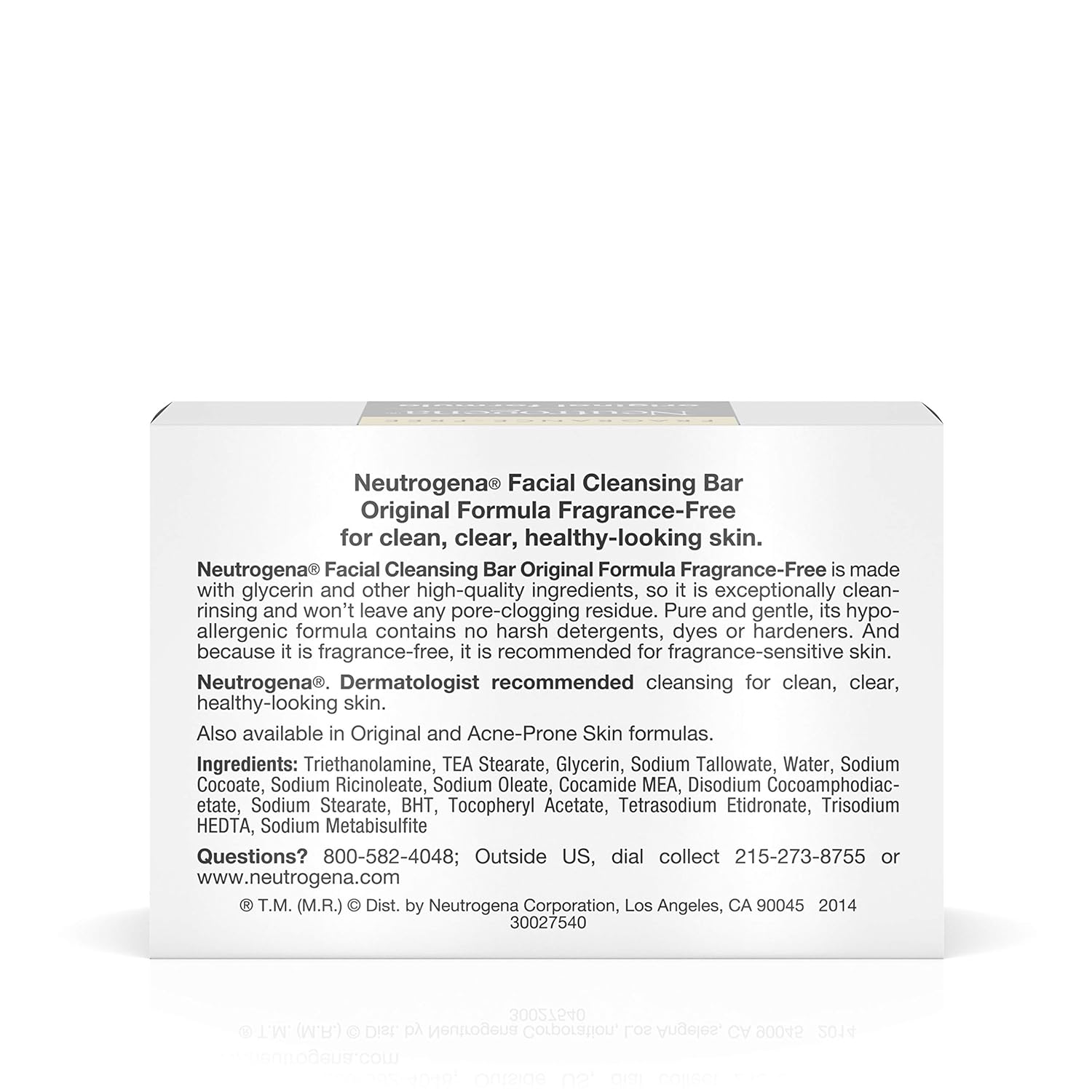 Neutrogena Original Fragrance-Free Facial Cleansing Bar with Glycerin, Pure & Transparent Gentle Face Wash Bar Soap, Free of Harsh Detergents, Dyes & Hardeners, 3.5 oz 24Hr Smart