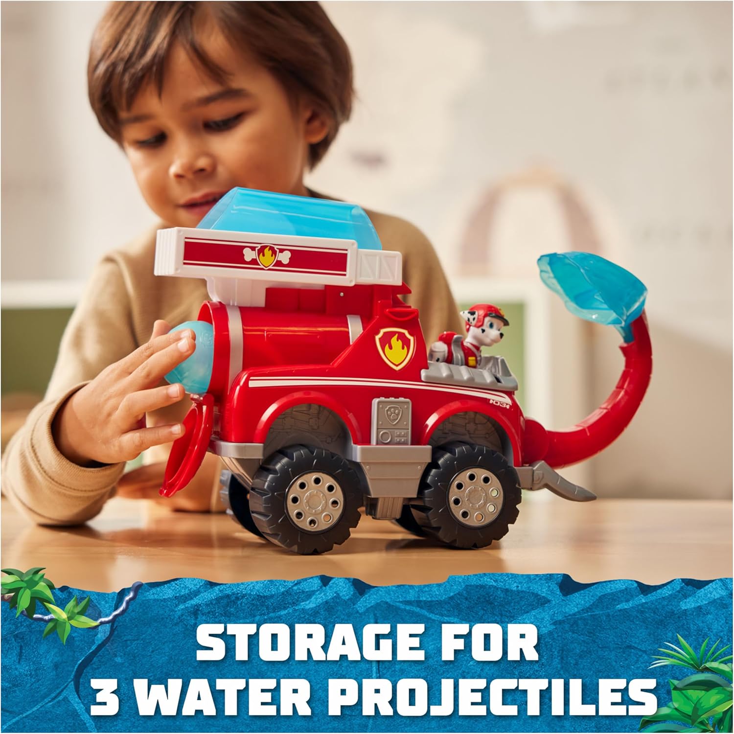 PAW Patrol Jungle Pups, Marshall Elephant Firetruck with Projectile Launcher, Toy Truck with Action Figure, Kids Toys for Boys & Girls Ages 3 and Up 24hrsmart