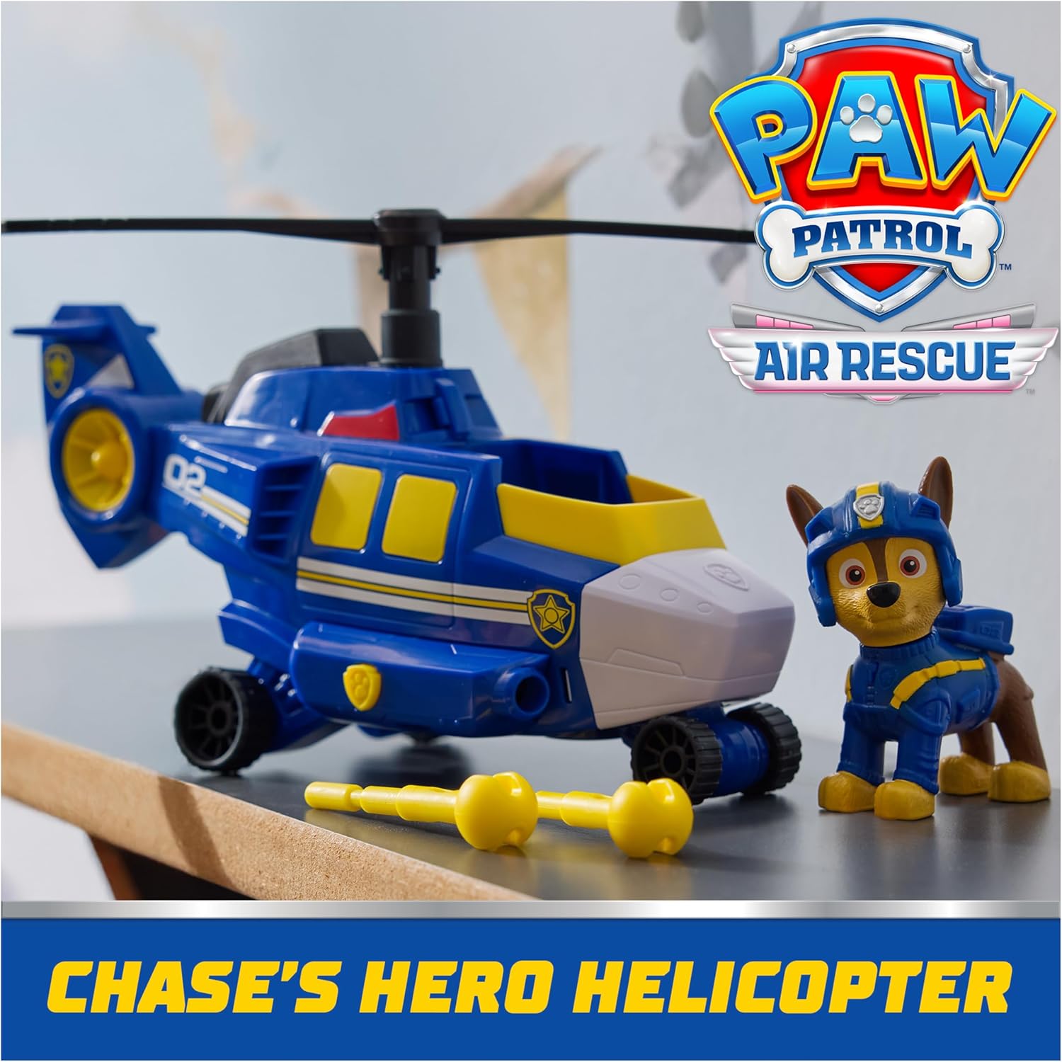 Paw Patrol: Air Rescue Chase Action Figure & Hero Helicopter Toy with Projectile Launcher & 2 Projectiles, Kids Toys for Boys & Girls Ages 3+ 24hrsmart