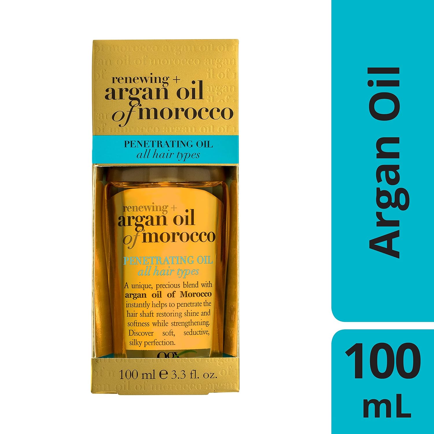 OGX Renewing + Argan Oil of Morocco Penetrating Hair Oil Treatment, Moisturizing & Strengthening Silky Oil for All Hair Types, Paraben-Free, Sulfated-Surfactants Free, 3.3 fl oz - 24hrsmart