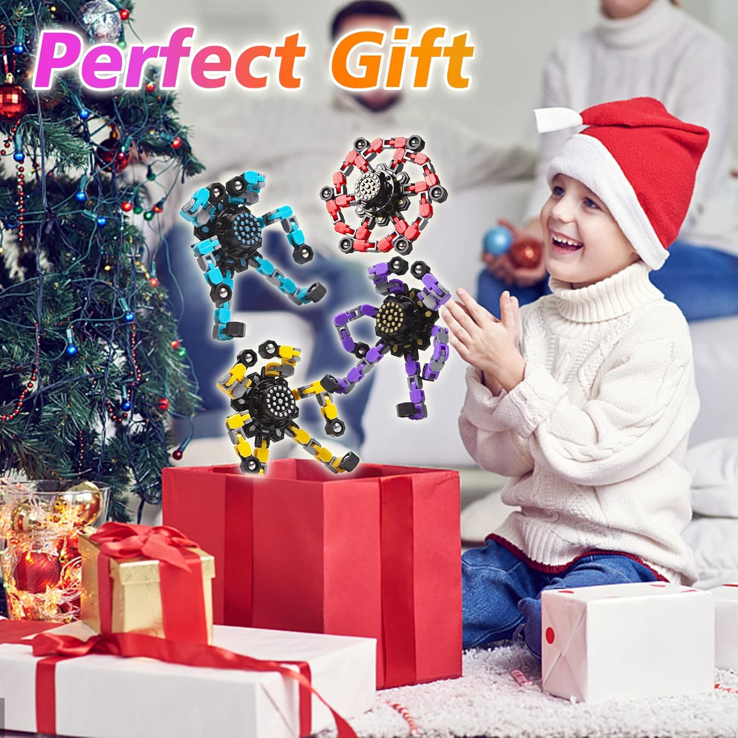 Easter Basket Stuffers Transformable Fidget Spinners 4 Pcs for Kids and Adults Stress Relief Sensory Toys for Boys and Girls Fingertip Gyros for Party Favors Stocking Stuffers Bulk for Kids 24hrsmart