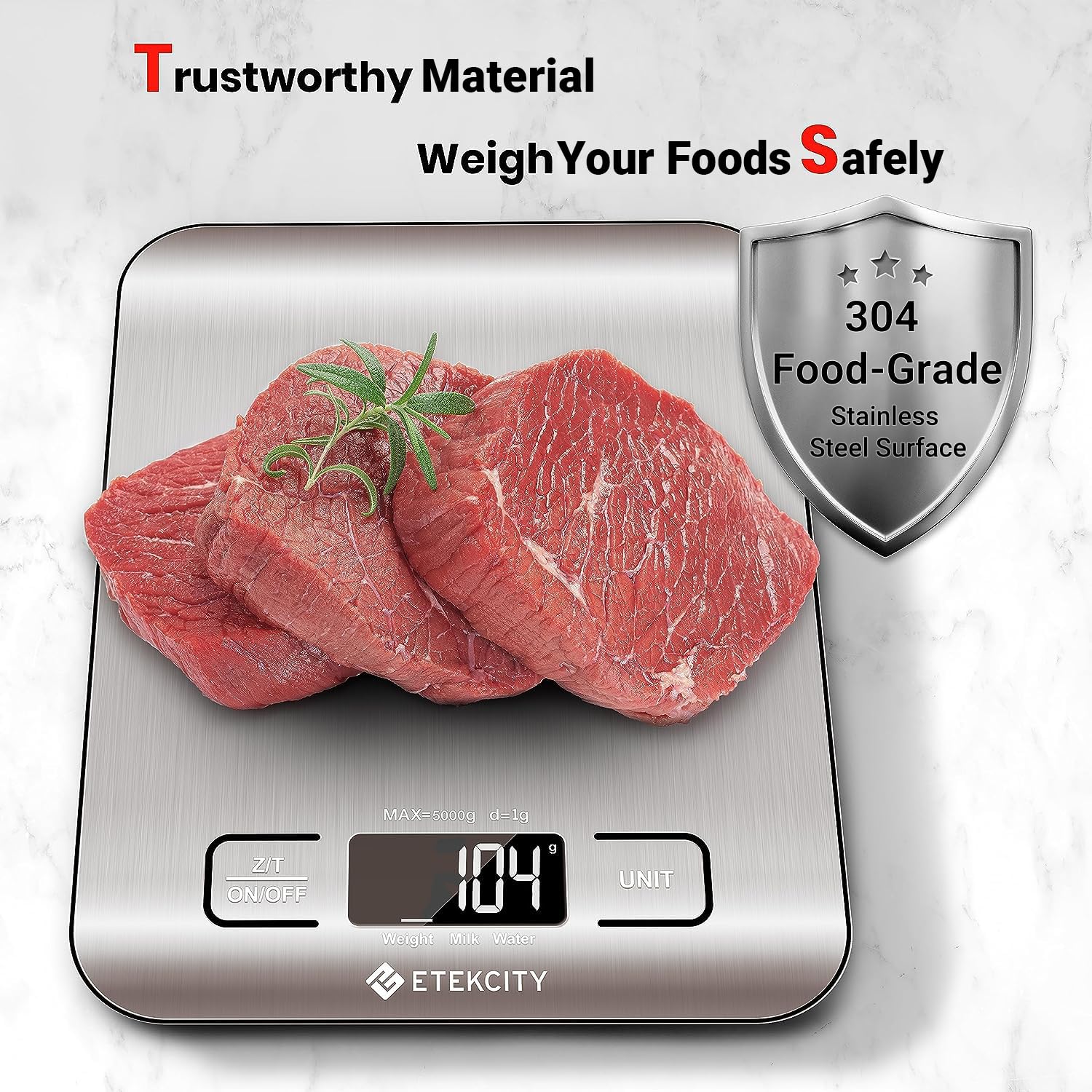 Etekcity Food Kitchen Scale, Digital Grams and Ounces for Weight Loss, Baking, Cooking, Keto and Meal Prep, LCD Display, Medium, 304 Stainless Steel 24hrsmart