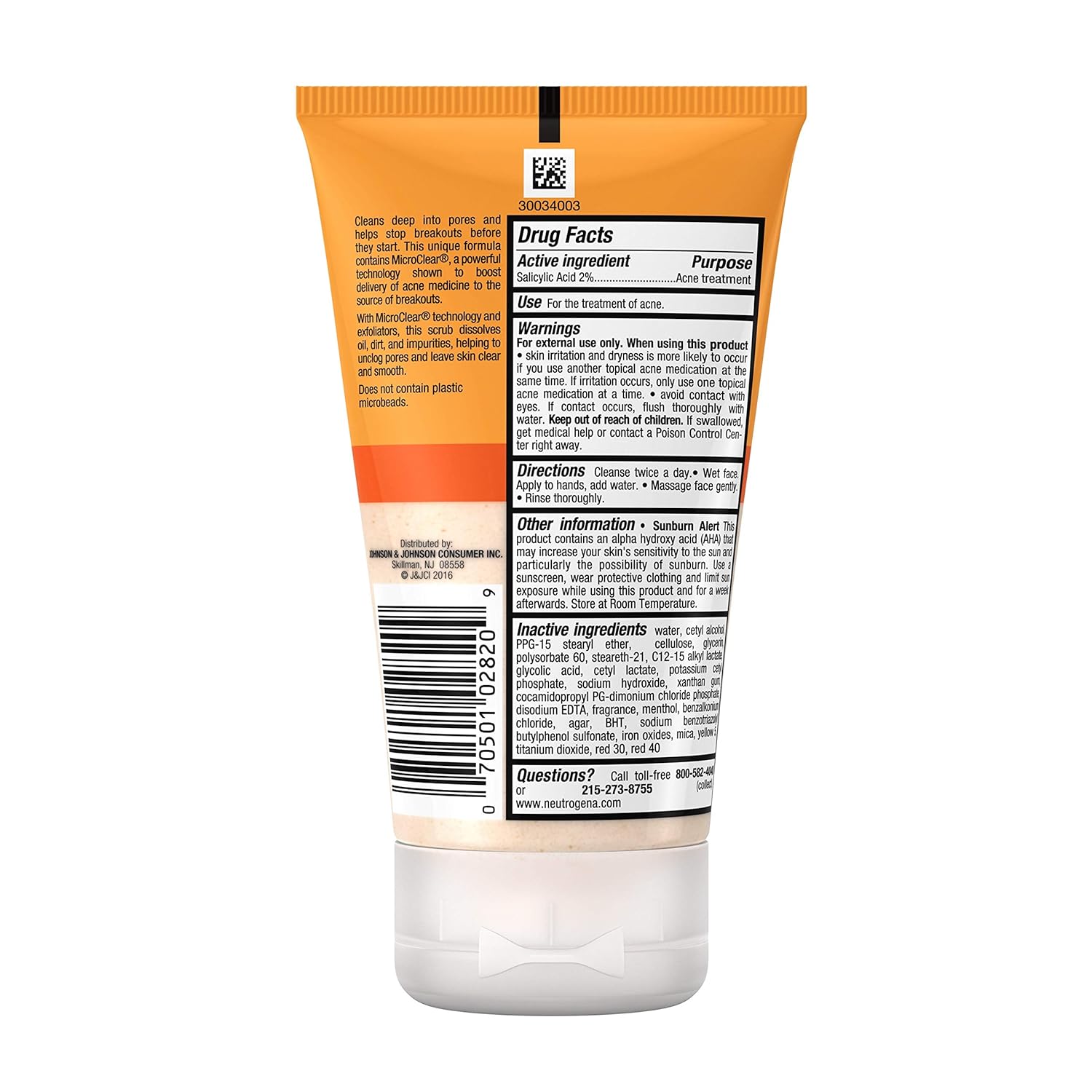 Neutrogena Oil-Free Acne Face Scrub, 2% Salicylic Acid Acne Treatment Medicine, Daily Face Wash to help Prevent Breakouts, Oil Free Exfoliating Facial Cleanser for Acne-Prone Skin, 4.2 fl. oz - 24hrsmart