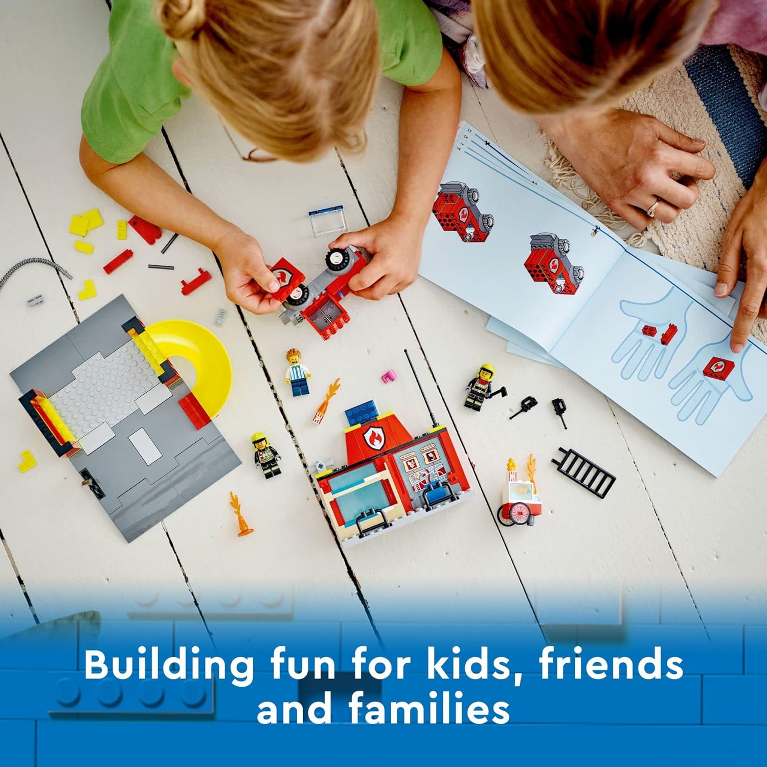 Lego City Fire Station and Fire Engine 60375, Pretend Play Fire Station with Firefighter Minifigures, Educational Vehicle Toys for Kids Boys Girls Age 4+ 24Hr Smart