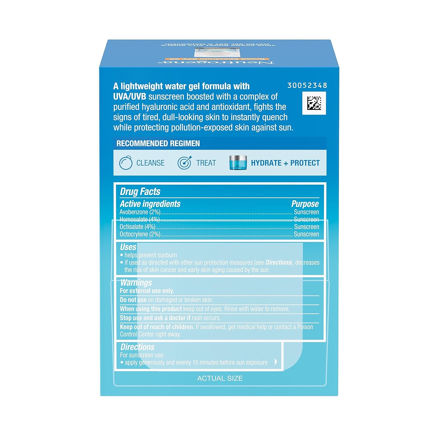 Neutrogena Hydro Boost Face Moisturizer with SPF 25, Hydrating Facial Sunscreen, Oil-Free and Non-Comedogenic Water Gel Face Lotion 1.7 oz 24Hr Smart