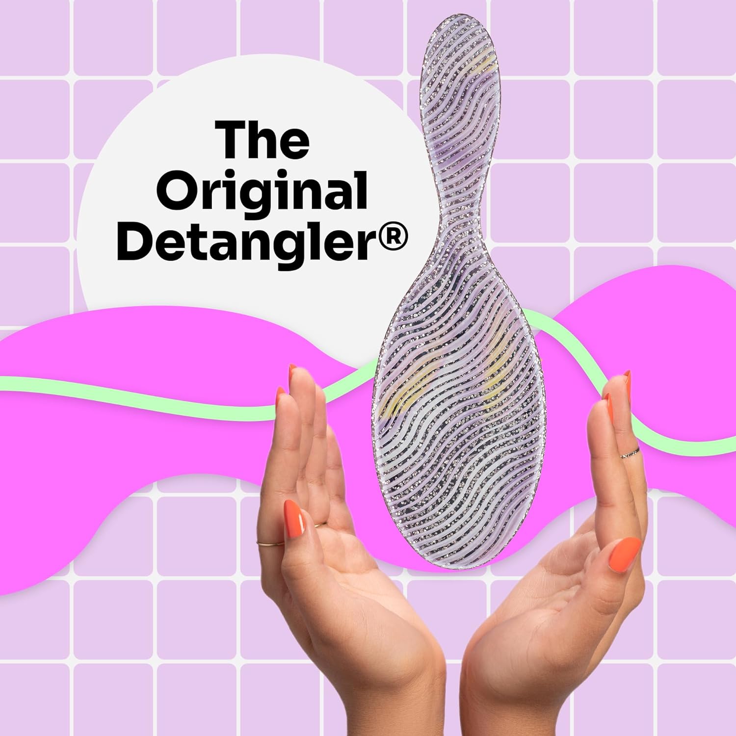 Wet Brush Original Detangling Brush, Purple (Digital Daydream) - Detangler Brush with Soft & Flexible Bristles - Detangling Brush for Curly Hair - Tangle-Free Brush for Straight, Thick, & Wavy Hair - 24hrsmart