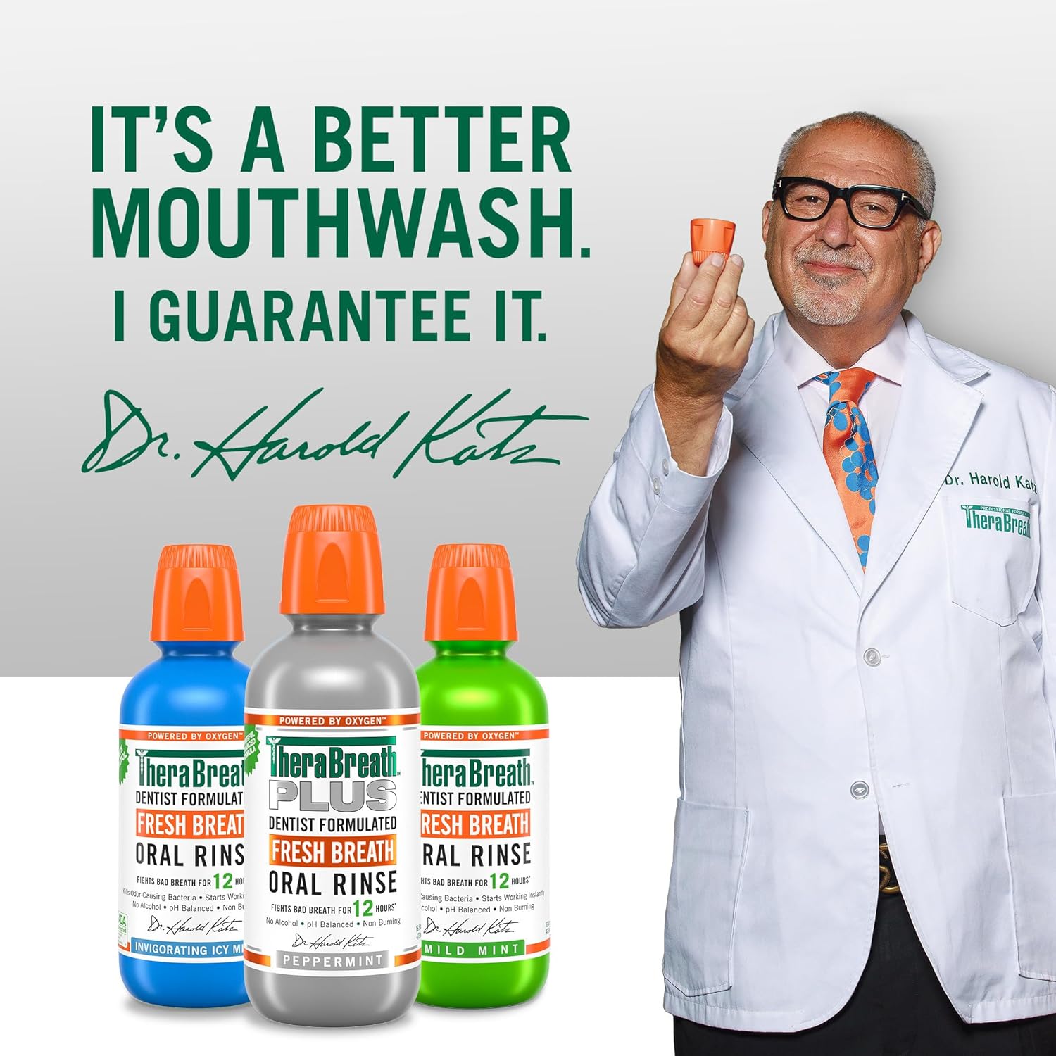 TheraBreath Fresh Breath PLUS Mouthwash, Peppermint Flavor, Alcohol-Free, 16 Fl Oz (Pack of 2) - 24hrsmart