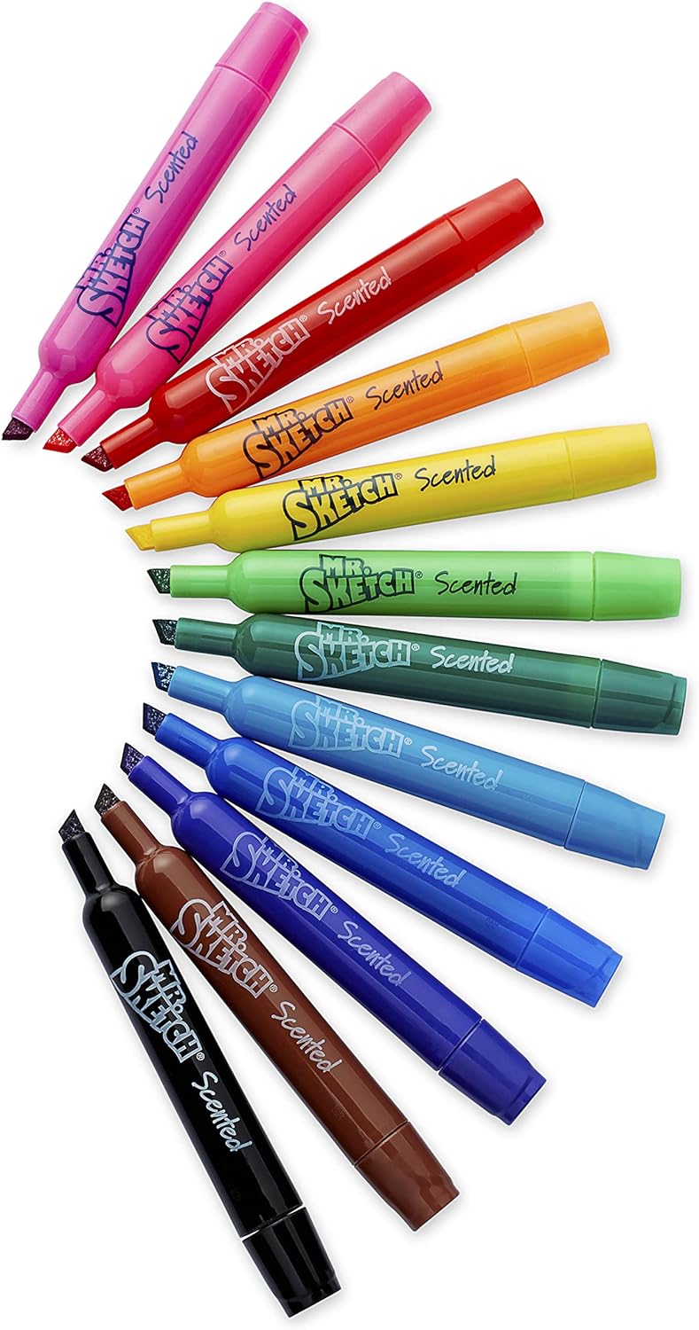 Mr. Sketch Chiseled Tip Marker, 22 Assorted Scented Markers 24Hr Smart