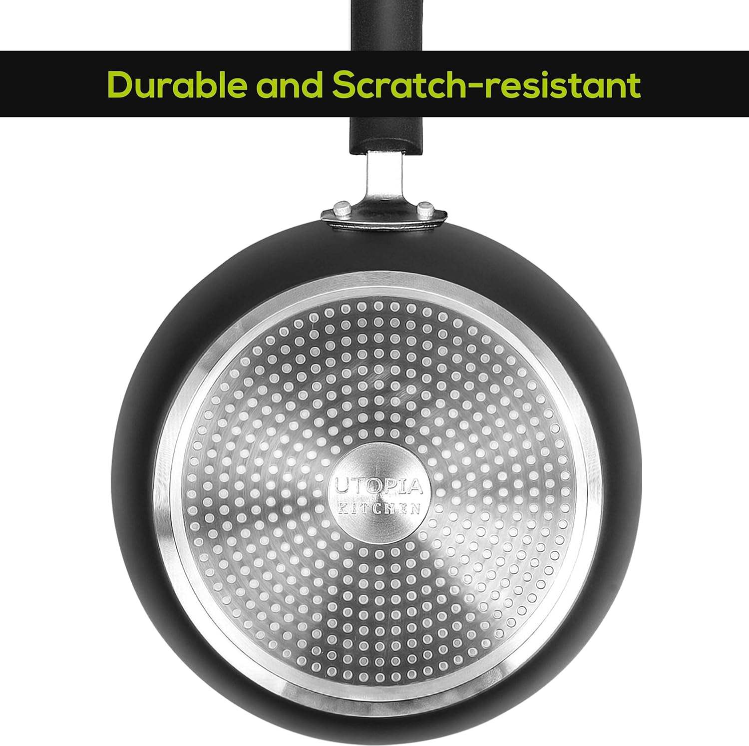 Utopia Kitchen Nonstick Frying Pan Set - 3 Piece Induction Bottom - 8 Inches, 9.5 Inches and 11 Inches (Grey-Black) - 24hrsmart