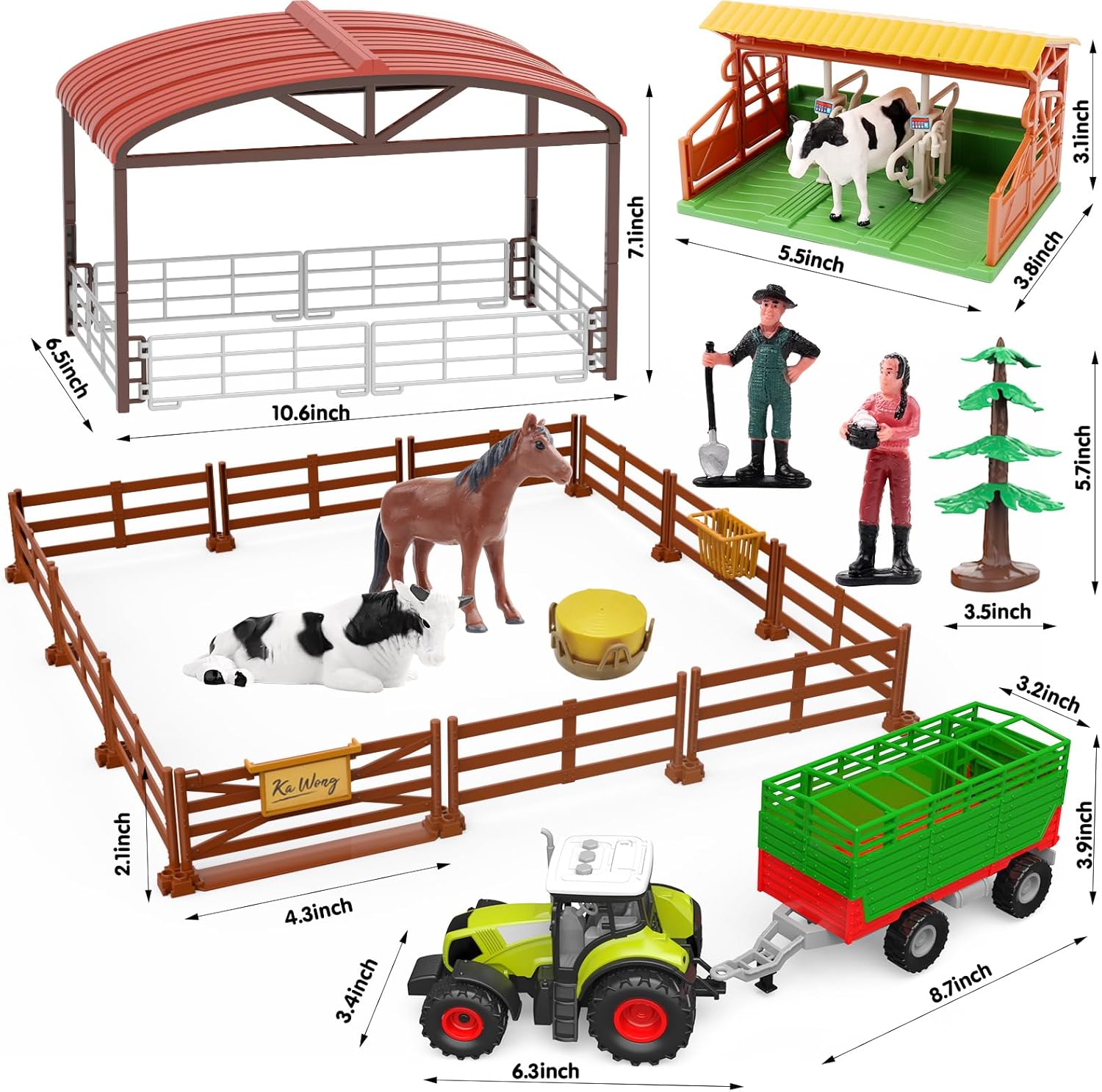 Dwi Dowellin Kids Tractor Toy Farm Playset,Toddlers Farm Vehicle Toys with Light&Sound,69 PCS Farm Toys Set with Farm Animals Fences Farmers for Kids 3-12 Years Old Boys Girls Birthday Gift 24hrsmart