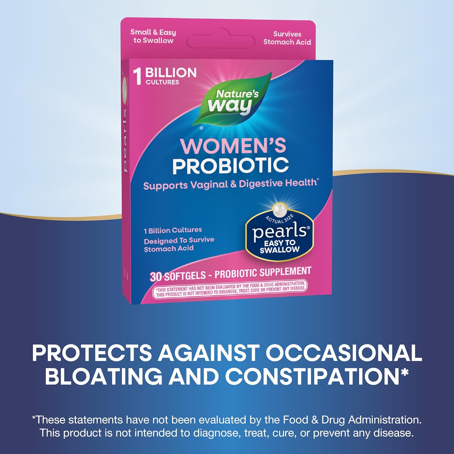 Nature's Way Women's Probiotic Pearls, Supports Vaginal and Digestive Health*, 1 Billion Live Cultures, No Refrigeration Required, 30 Softgels (Packaging May Vary) 24Hr Smart