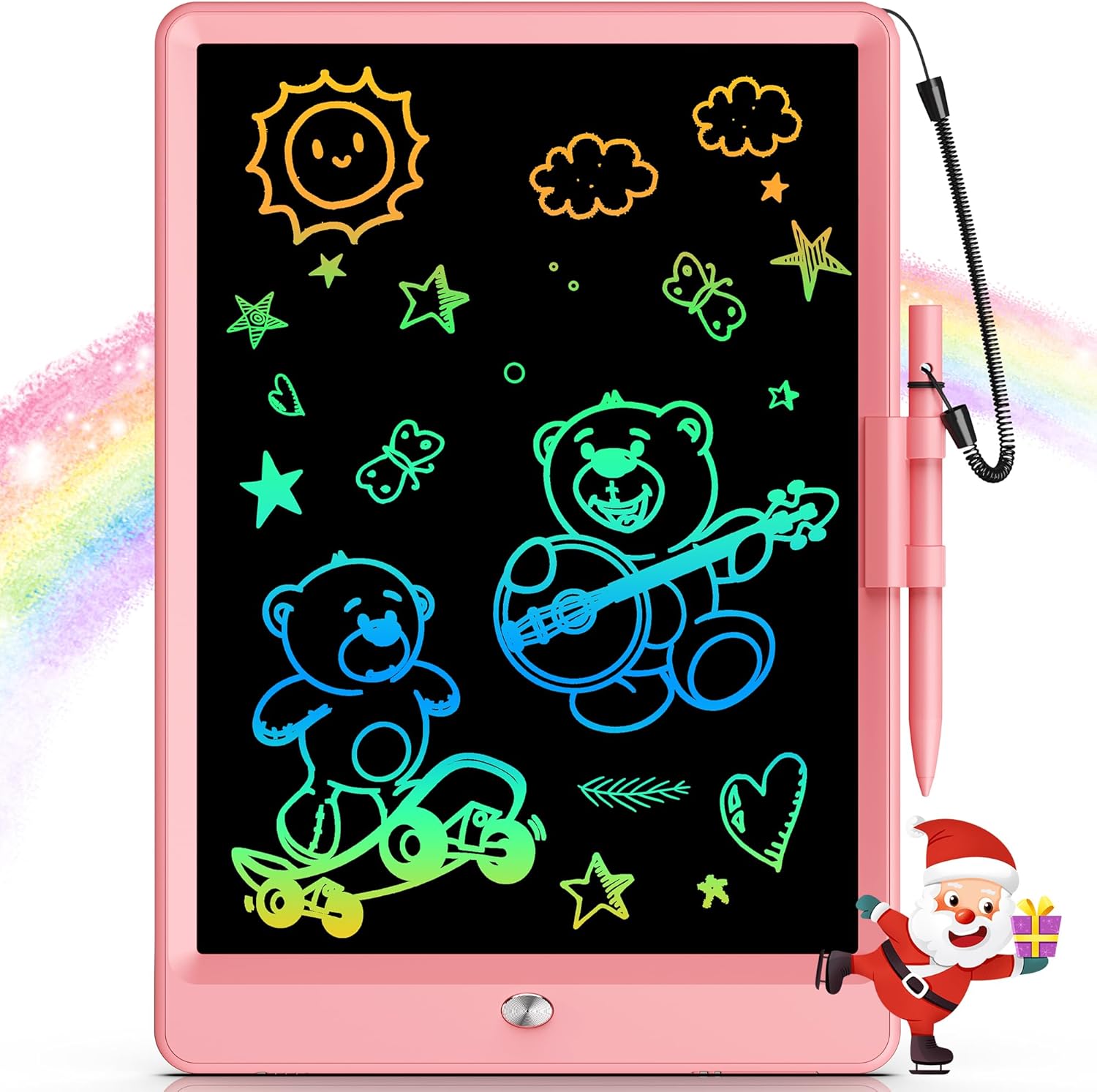 Bravokids 10 Inch LCD Writing Tablet for 3-8 Year Olds - Electronic Drawing Pad and Doodle Board as Educational Birthday Gifts for Girls and Boys (Pink) 24hrsmart
