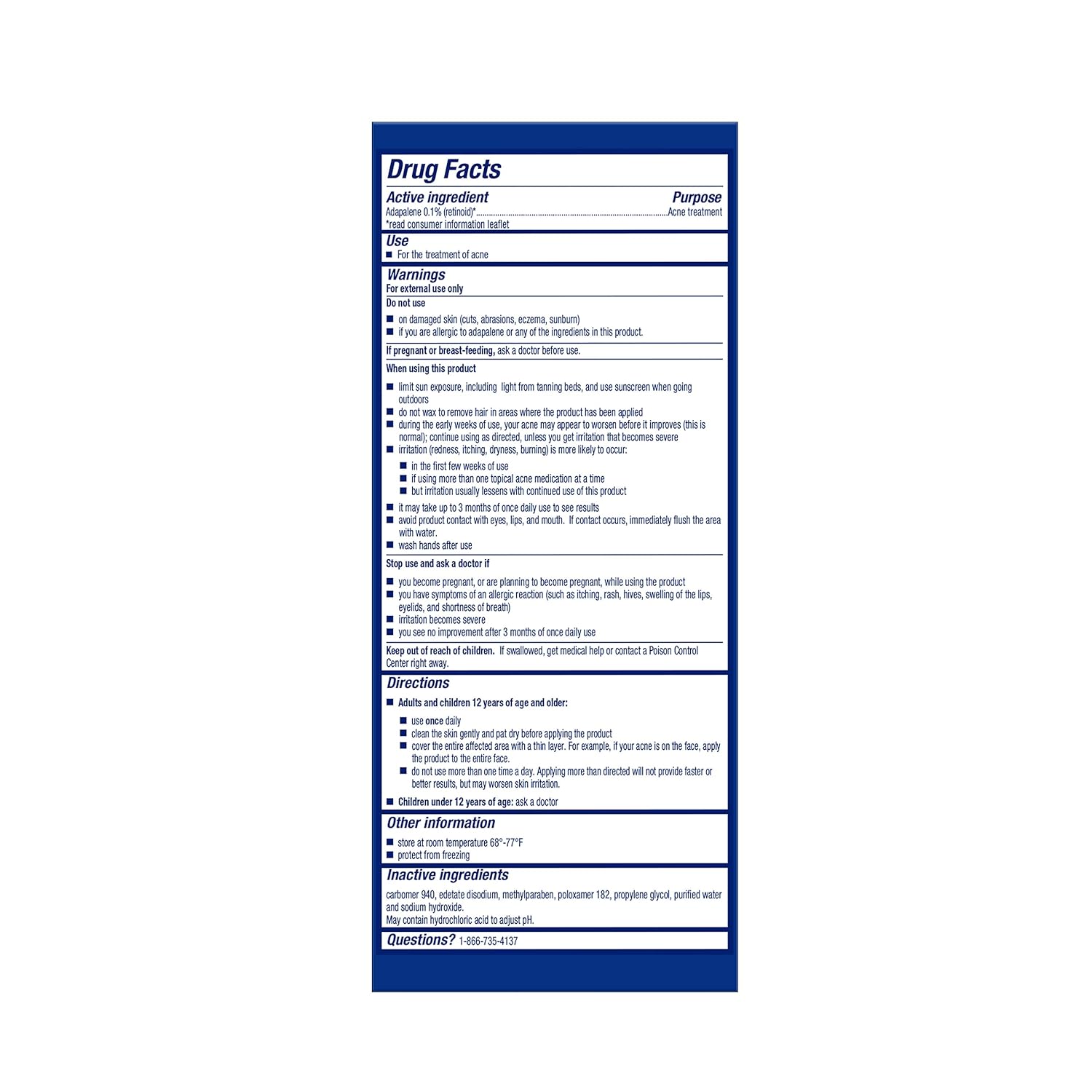 Differin Acne Treatment Gel, 30 Day Supply, Retinoid Treatment for Face with 0.1% Adapalene 15g Tube 24Hr Smart