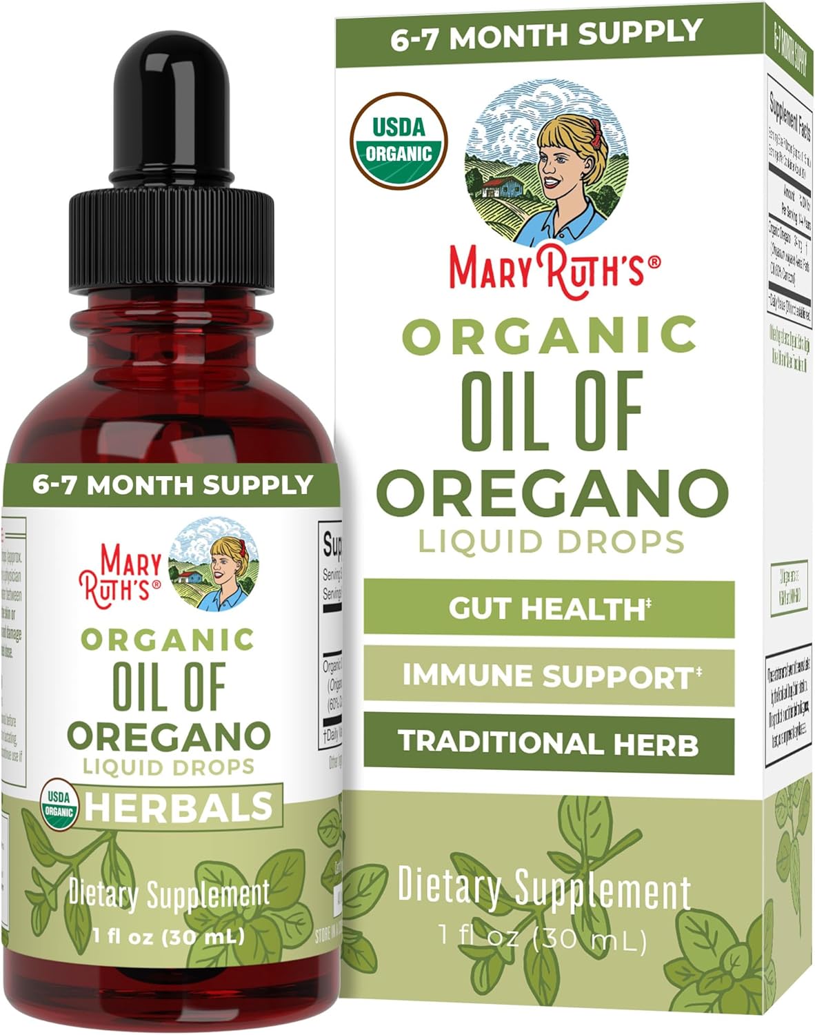 MaryRuth Organics Oregano Oil Drops | 6 Month Supply | USDA Organic Oil of Oregano Liquid | Herbal Blend for Immune Support | Digestive Health | Overall Health | Vegan | Sugar Free | Non-GMO | 1 Fl Oz 24hrsmart