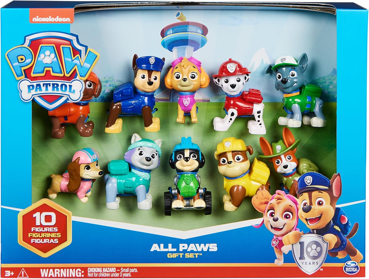 Paw Patrol, 10th Anniversary, All Paws On Deck Toy Figures Gift Pack with 10 Collectible Action Figures, Kids Toys for Ages 3 and up 24hrsmart
