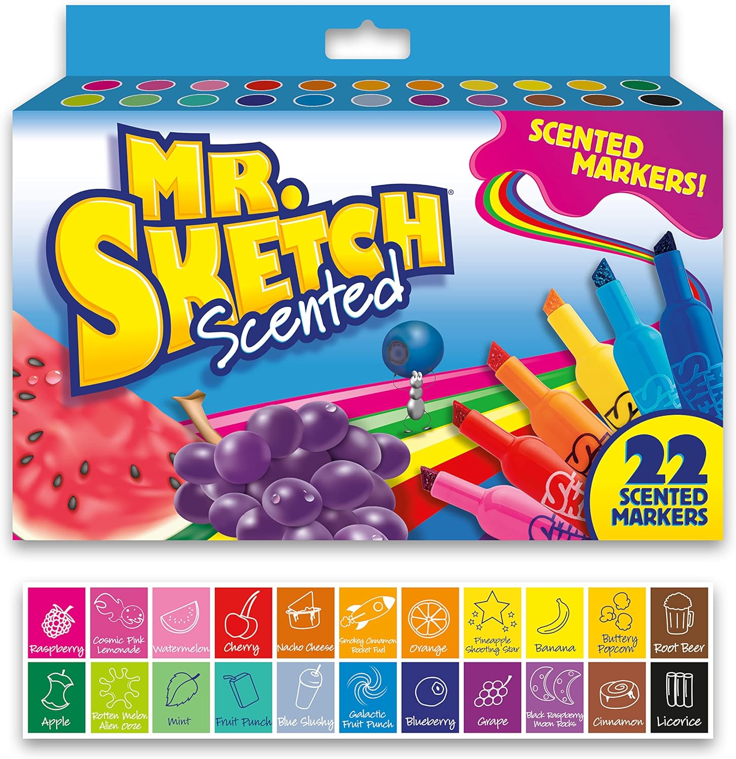 Mr. Sketch Chiseled Tip Marker, 22 Assorted Scented Markers 24Hr Smart