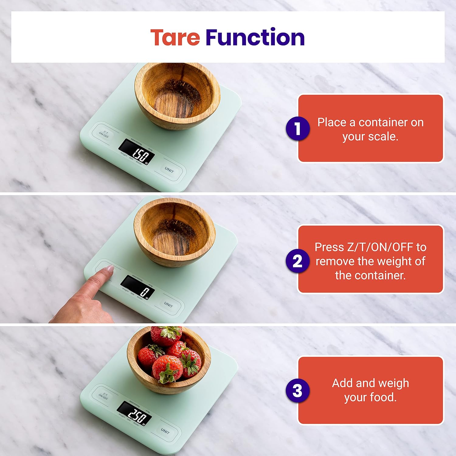 Etekcity Food Kitchen Scale, Digital Grams and Ounces for Weight Loss, Baking, Cooking, Keto and Meal Prep, LCD Display, Medium, 304 Stainless Steel 24hrsmart