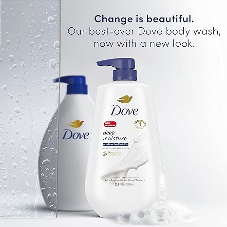 Dove Body Wash with Pump Deep Moisture For Dry Skin Moisturizing Skin Cleanser with 24hr Renewing MicroMoisture Nourishes The Driest Skin, 33.8 Fl Oz (Pack of 3) - 24hrsmart