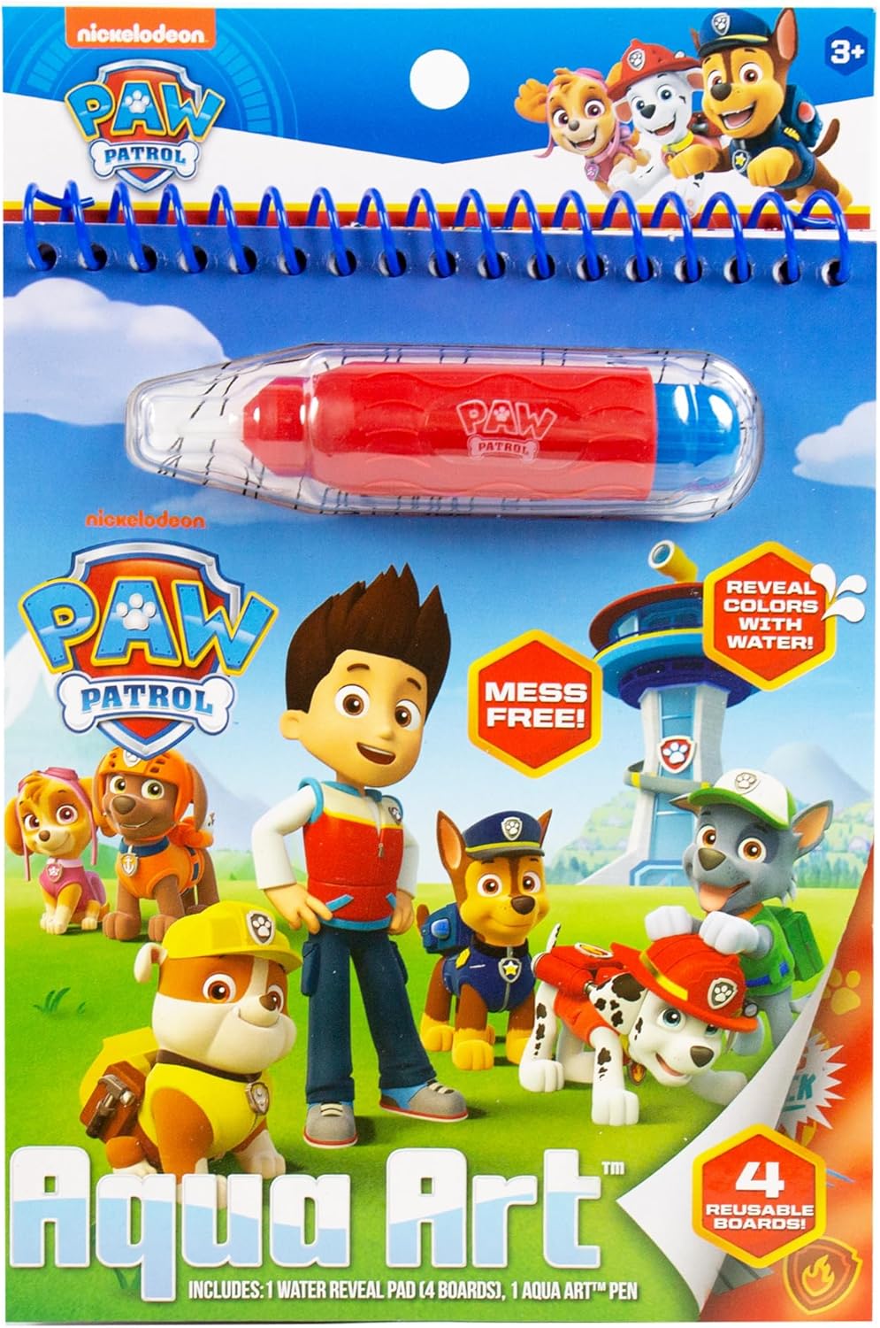 Paw Patrol Aqua Art, Color 4 Reusable Aqua Art Pages with a Water Pen, Reusable No-Mess Toddler Activities, Water Reveal Activity Book, Paw Patrol Toy, Toddler Travel Activities, Kids Travel Toys 24hrsmart