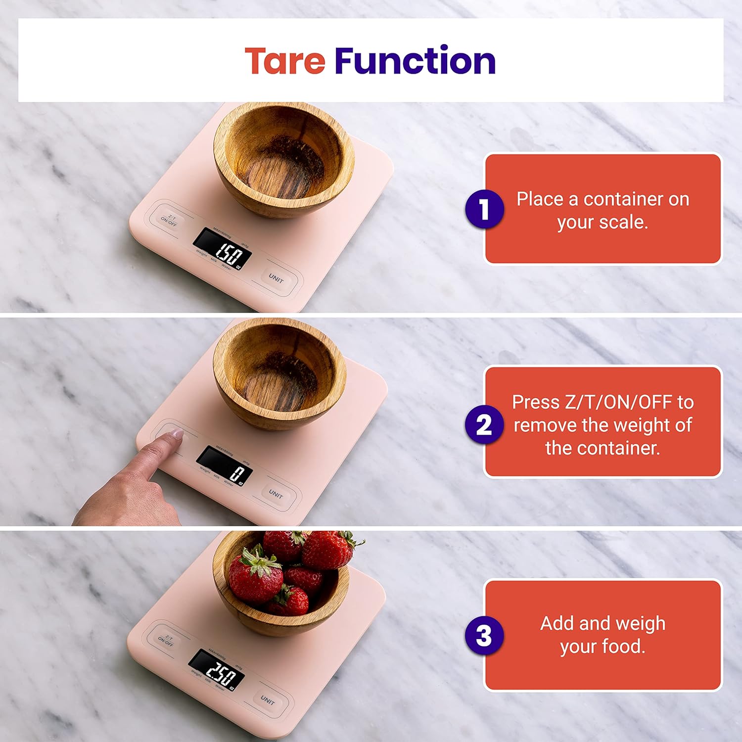 Etekcity Food Kitchen Scale, Digital Grams and Ounces for Weight Loss, Baking, Cooking, Keto and Meal Prep, LCD Display, Medium, 304 Stainless Steel 24hrsmart