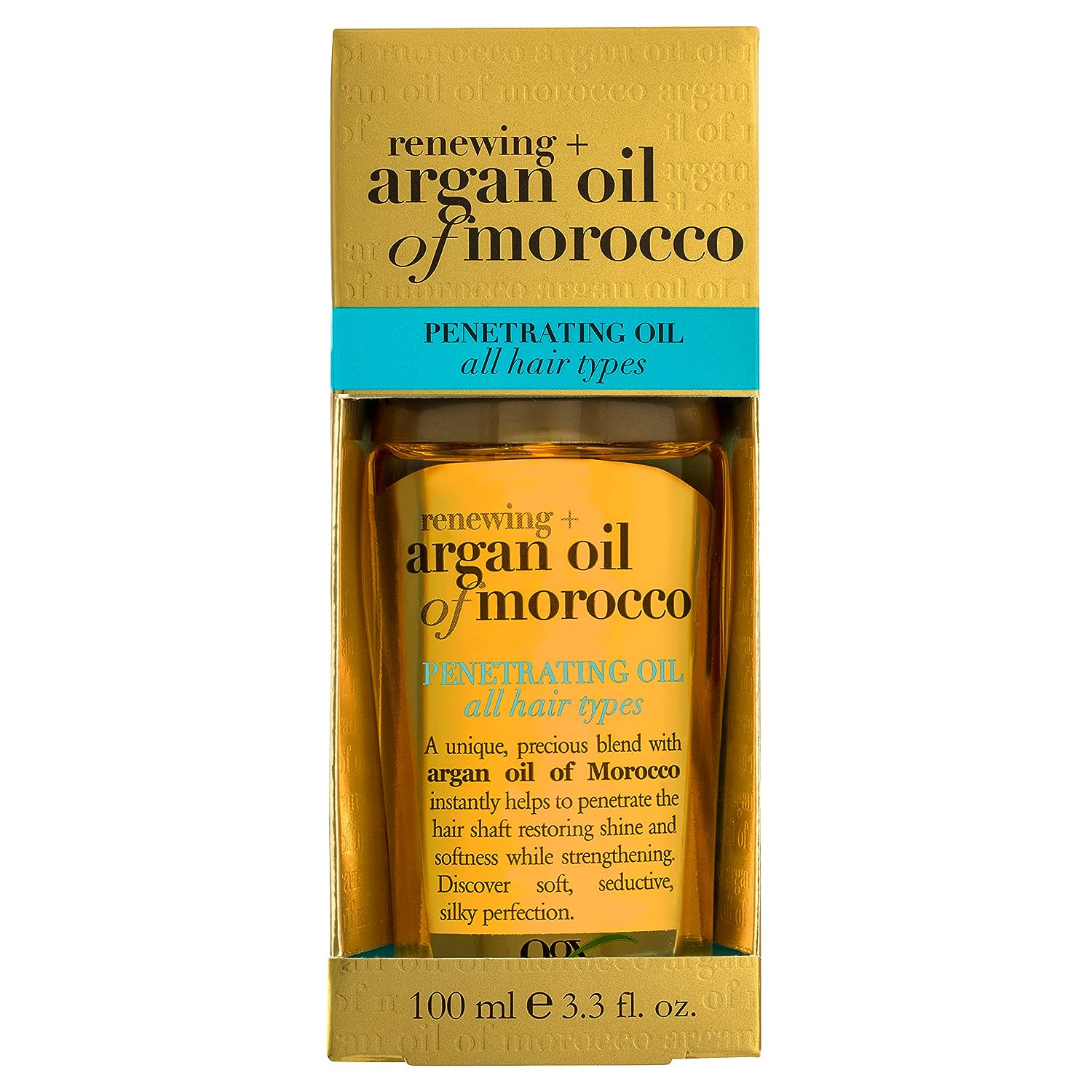 OGX Renewing + Argan Oil of Morocco Penetrating Hair Oil Treatment, Moisturizing & Strengthening Silky Oil for All Hair Types, Paraben-Free, Sulfated-Surfactants Free, 3.3 fl oz - 24hrsmart