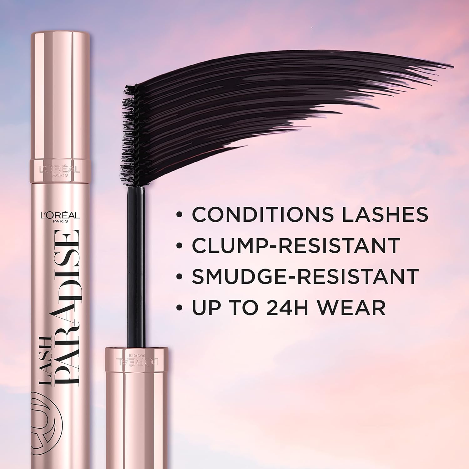 L’Oréal Paris Makeup Lash Paradise Mascara, Voluptuous Volume, Intense Length, Feathery Soft Full Lashes, No Flaking, No Smudging, No Clumping, Mystic Black, 0.28 Fl Oz (Pack of 1) 24Hr Smart