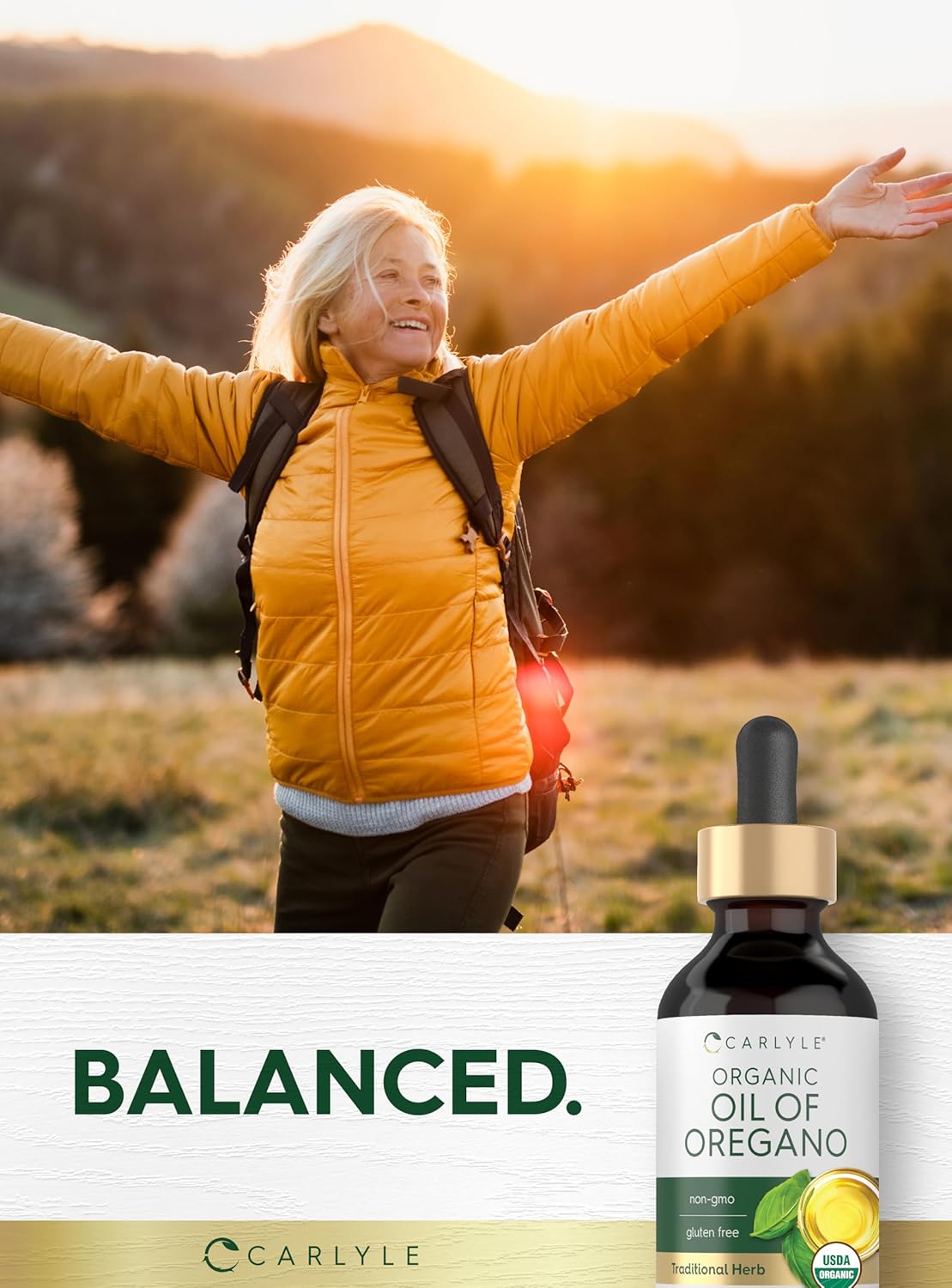 Carlyle Organic Oil of Oregano Liquid Drops | 2 fl oz | Vegan Herbal Supplement | Non-GMO, Gluten Free 24hrsmart