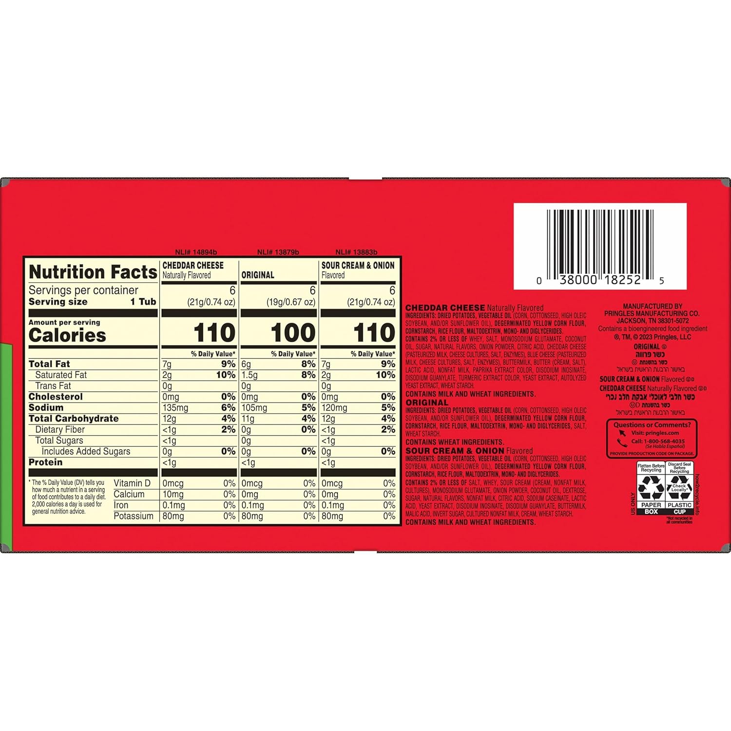 Pringles Potato Crisps Chips, Lunch Snacks, On-the-Go Snacks, Snack Stacks, Variety Pack, 12.9oz Box (18 Cups) 24hrsmart