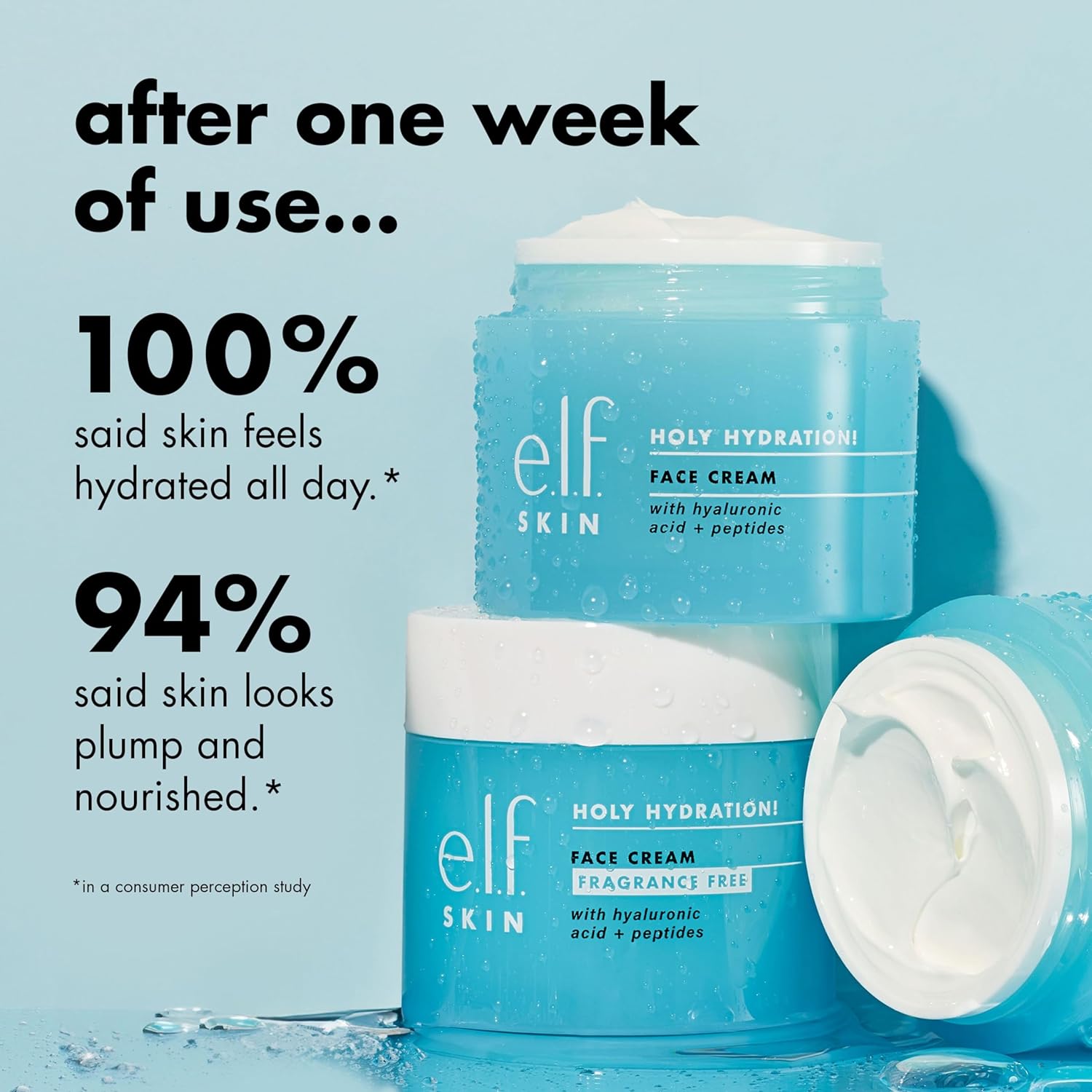 e.l.f. SKIN Holy Hydration! Face Cream, Moisturizer For Nourishing & Plumping Skin, Infused With Hyaluronic Acid, Vegan & Cruelty-Free, 1.8 Oz 24Hr Smart