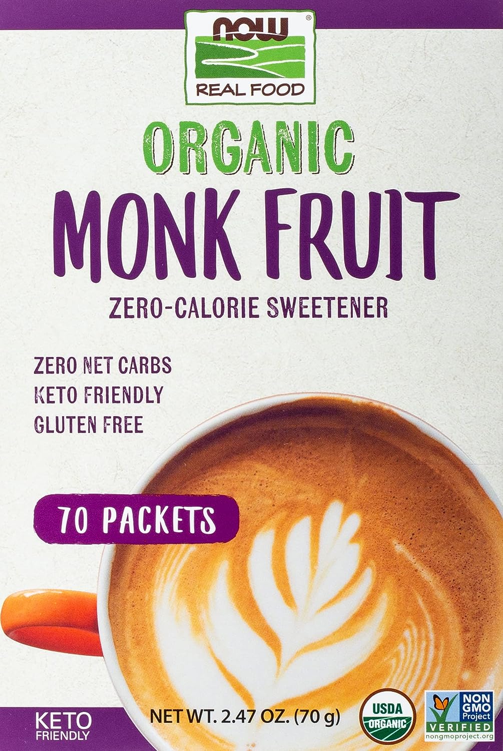 Now Foods Organic Monk Fruit, 70 Packets 24Hr Smart